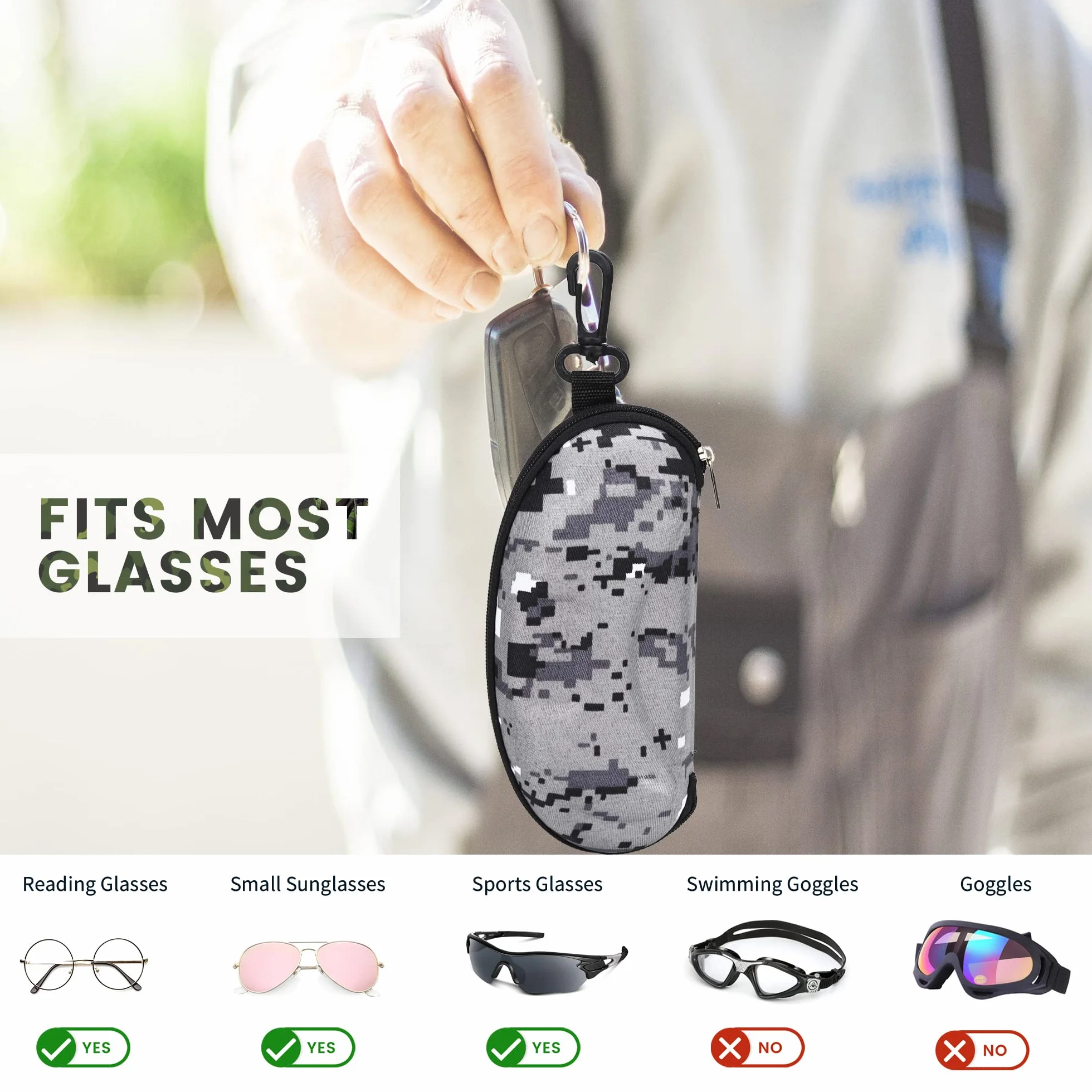 Molshine 3 sztuki Outdoor Podróż etui na okulary przeciwsłoneczne, przenośny futerał na okulary, etui na okulary z zamkiem błyskawicznym z haczykiem dla kobiet mężczyzn sport