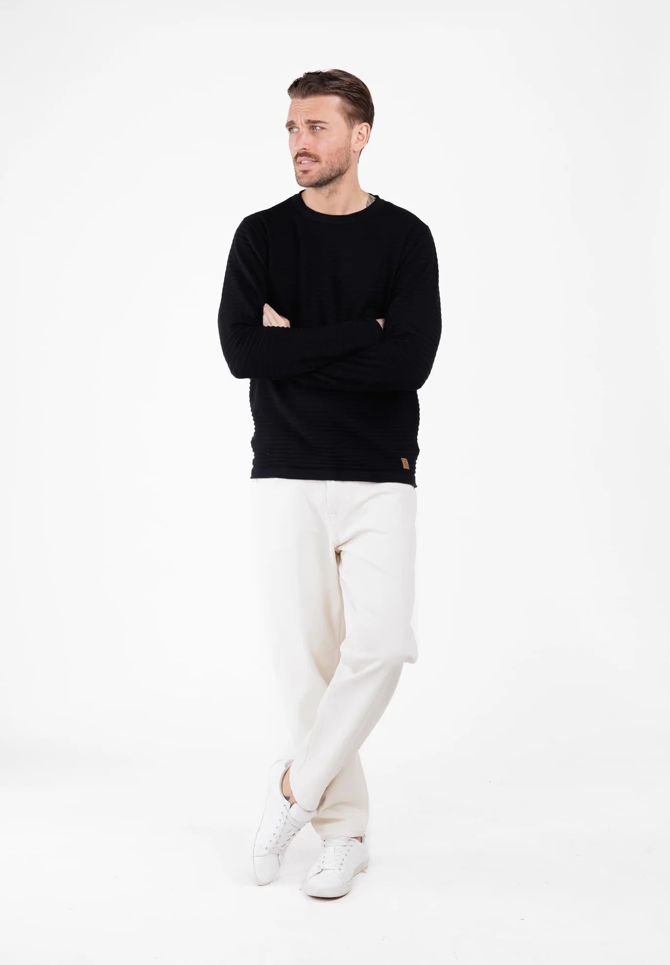 KEYLARGO Klmanuel okrągły sweter męski, Black (1100), XXL