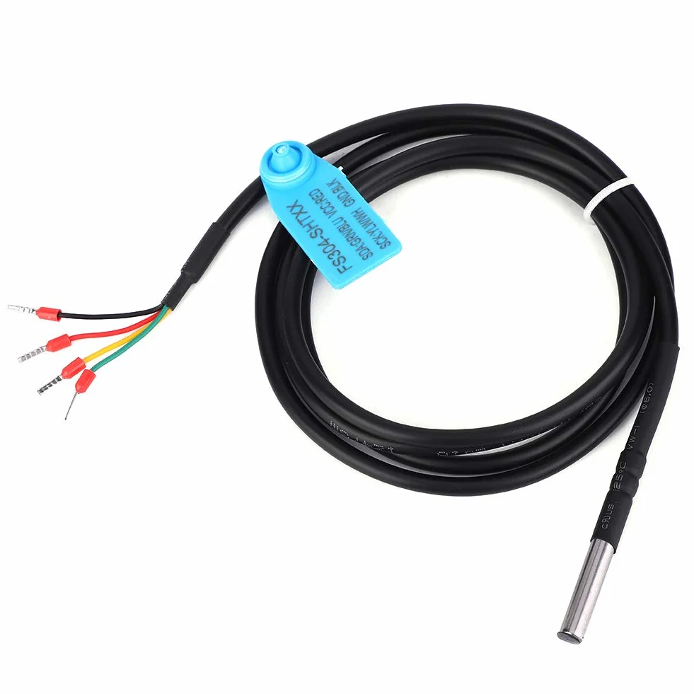 Fafeicy czujnik temperatury i wilgotności, sonda, IP67, wodoszczelna, stal nierdzewna 304, długość przewodu 150 cm, do monitorowania pomieszczeń komputerowych, HVAC, stacji pogodowej ()