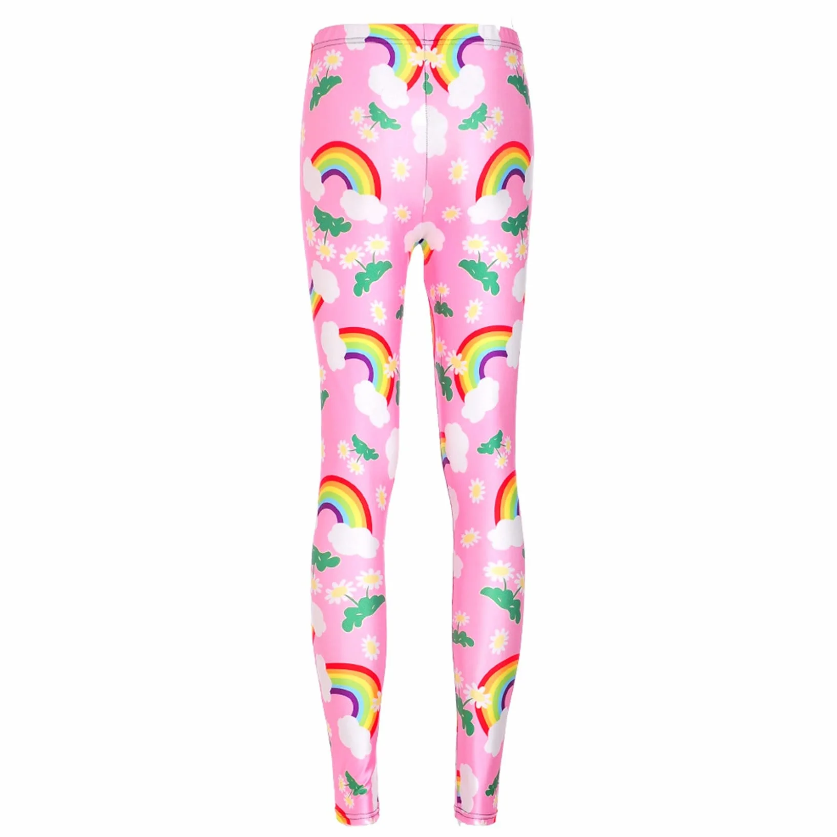 Legginsy damskie Push Up, Women Fashion Rainbow Cloud Flower Prints Yoga Pants 7/8 Length Gym Leggings Skinny Training Trousers Running Exercise Tights rozciągliwe sportowe legginsy do jogi (Color :