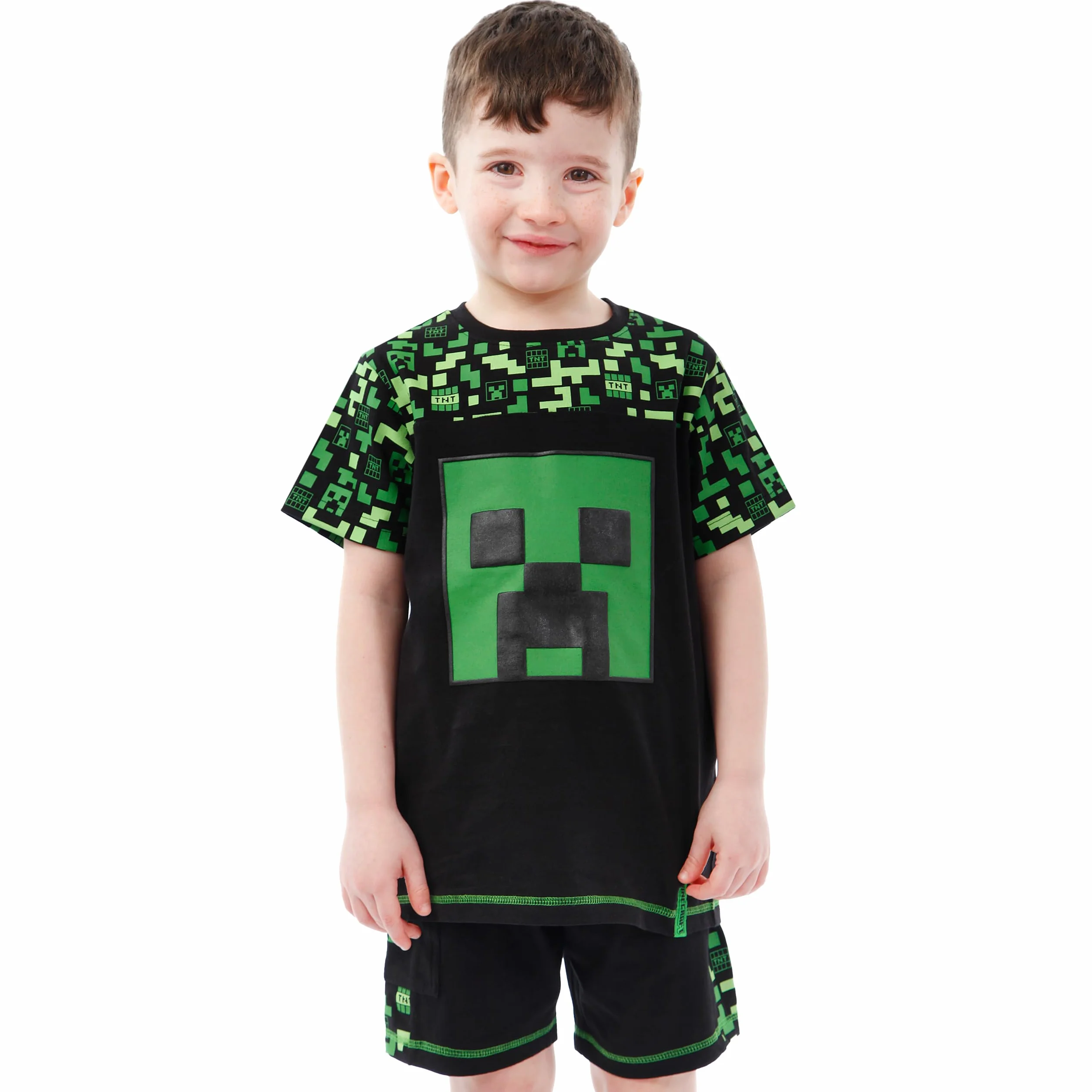 Minecraft Strój Creepera Koszulka i Szorty Dla Chłopców Gracza
