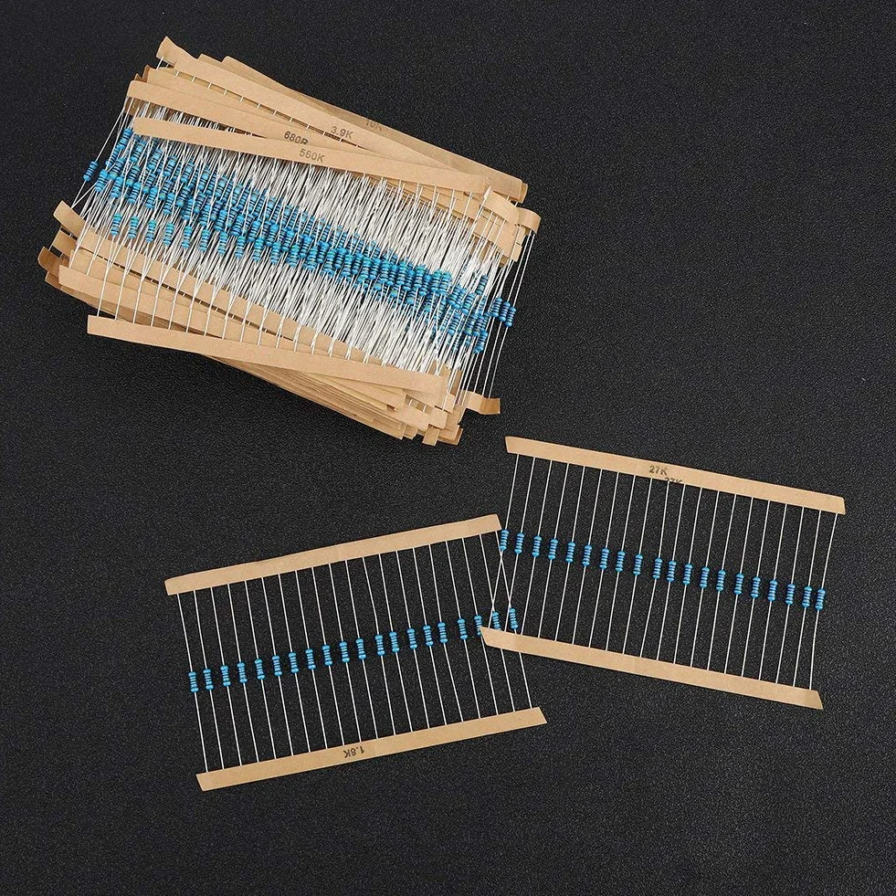 Zestaw 1460 rezystorów 1/4W 1% metalowych 73 wartości od 1 Ohm do 1 MOhm DIY elektronika prototypowanie dla projektów majsterkowania i eksperymentów