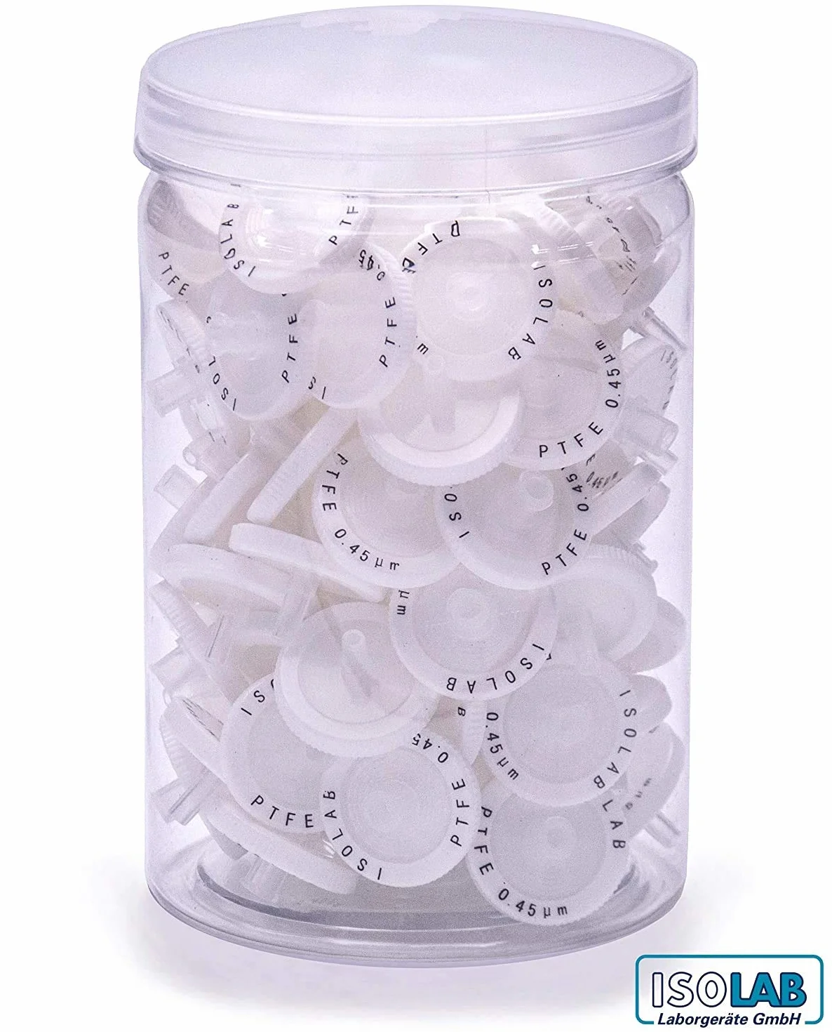 ISOLAB filtry do strzykawek PTFE membrana 25 mm 0,45 um 100 szt