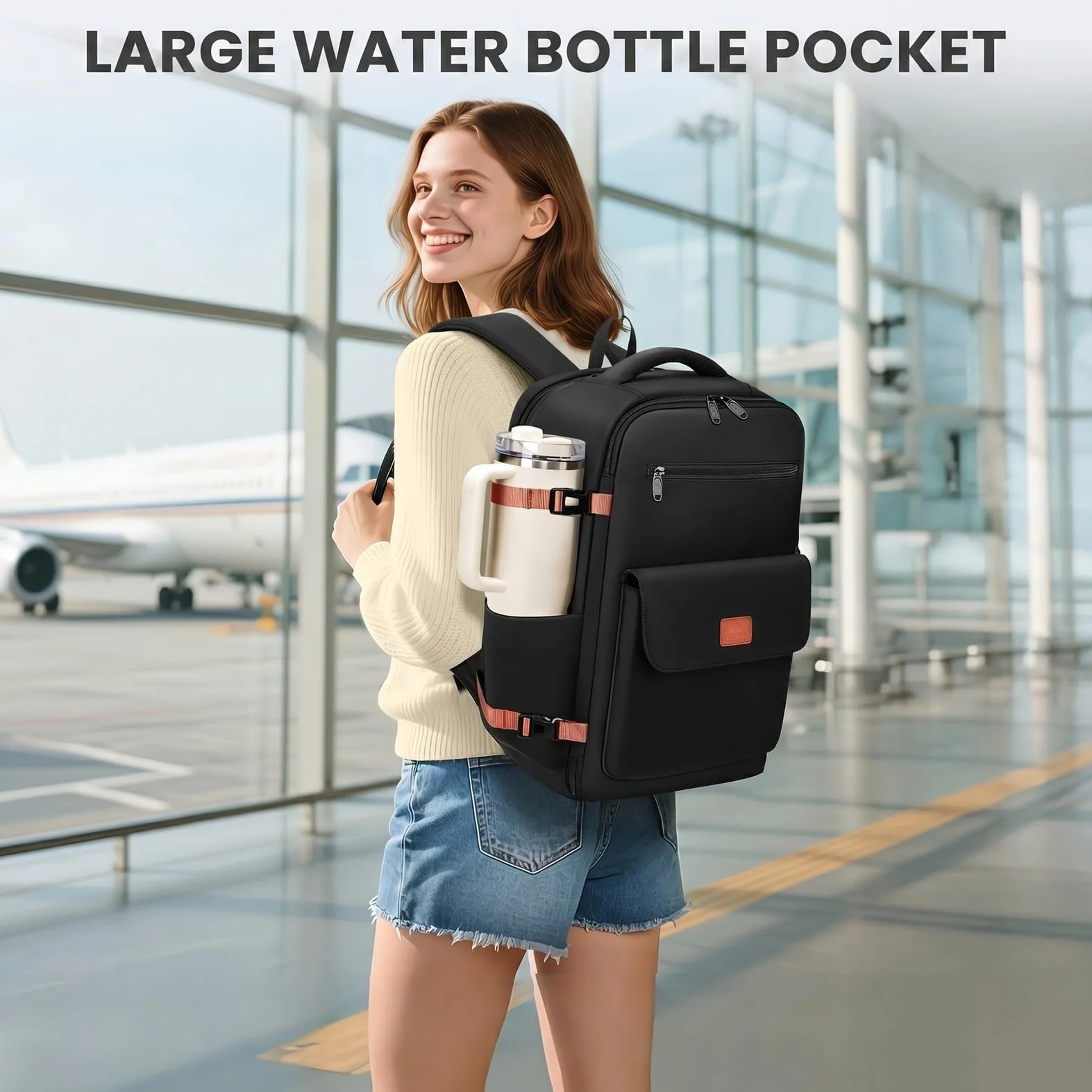 MATEIN Plecak Podręczny 40x30x20 z Przegrodą na Rzeczy Mokre, Ryanair 40x30x20 mały 24 l, Plecak na Laptopa 15,6 cali, Czarny