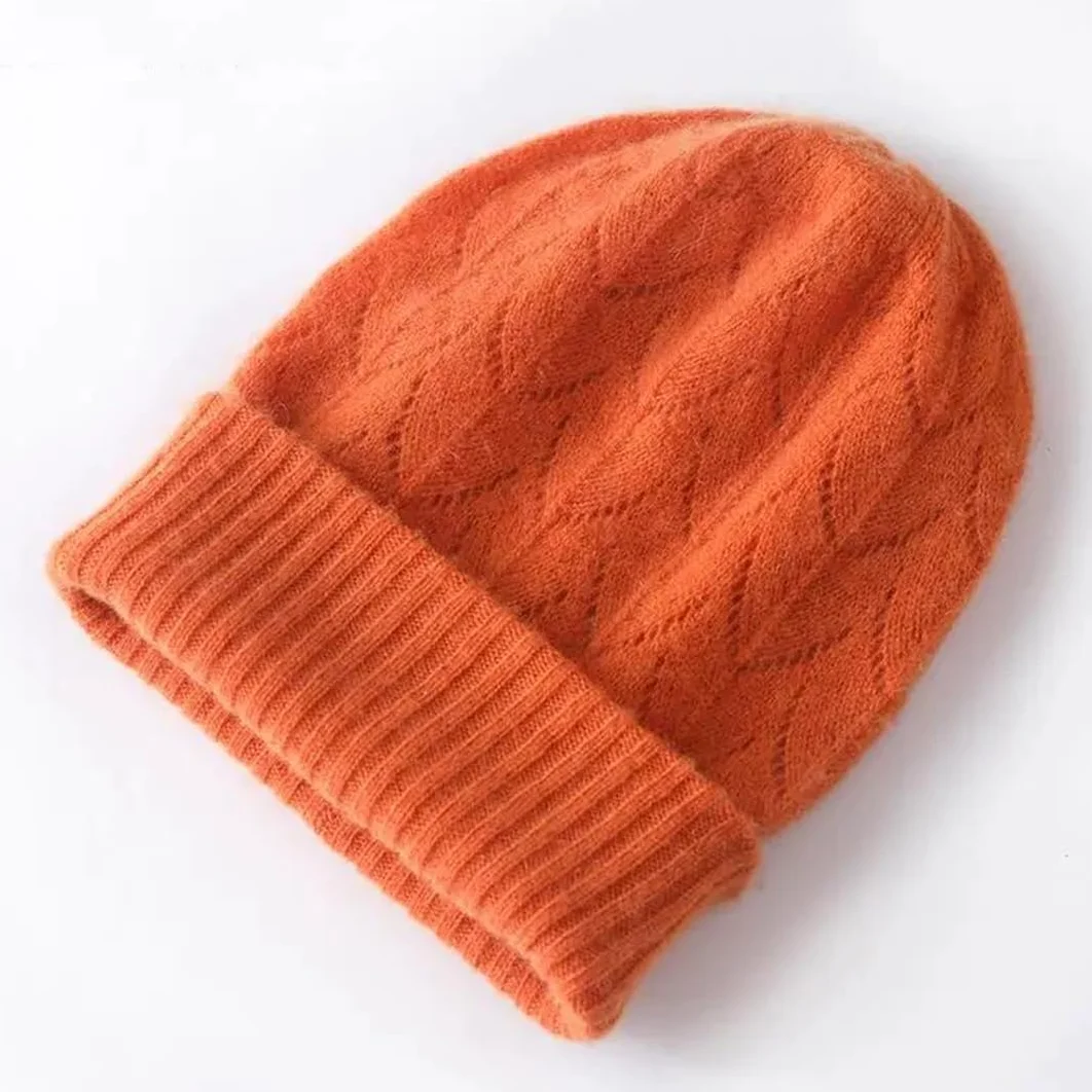 Czapki zimowe damskie kaszmirowe dzianinowe żakardowe czapki Outdoor Keep Warm (beżowe, jeden rozmiar)