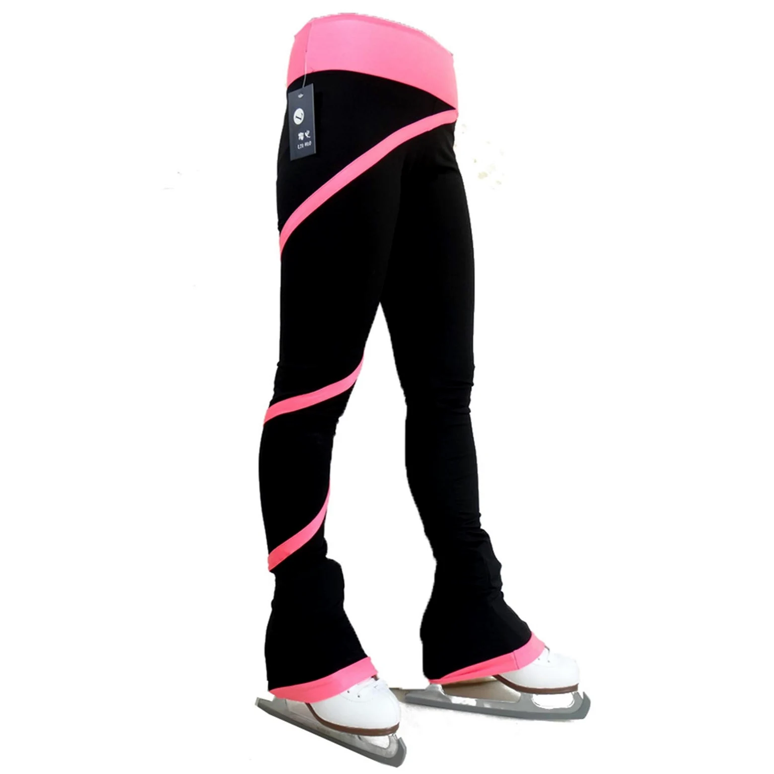 Damskie dziewczęce spodnie do jazdy figurowej, spiralne spodnie do jazdy figurowej, dziewczęce, polarowe legginsy treningowe, odzież sportowa do zawodów treningowych (kolor: A, roz