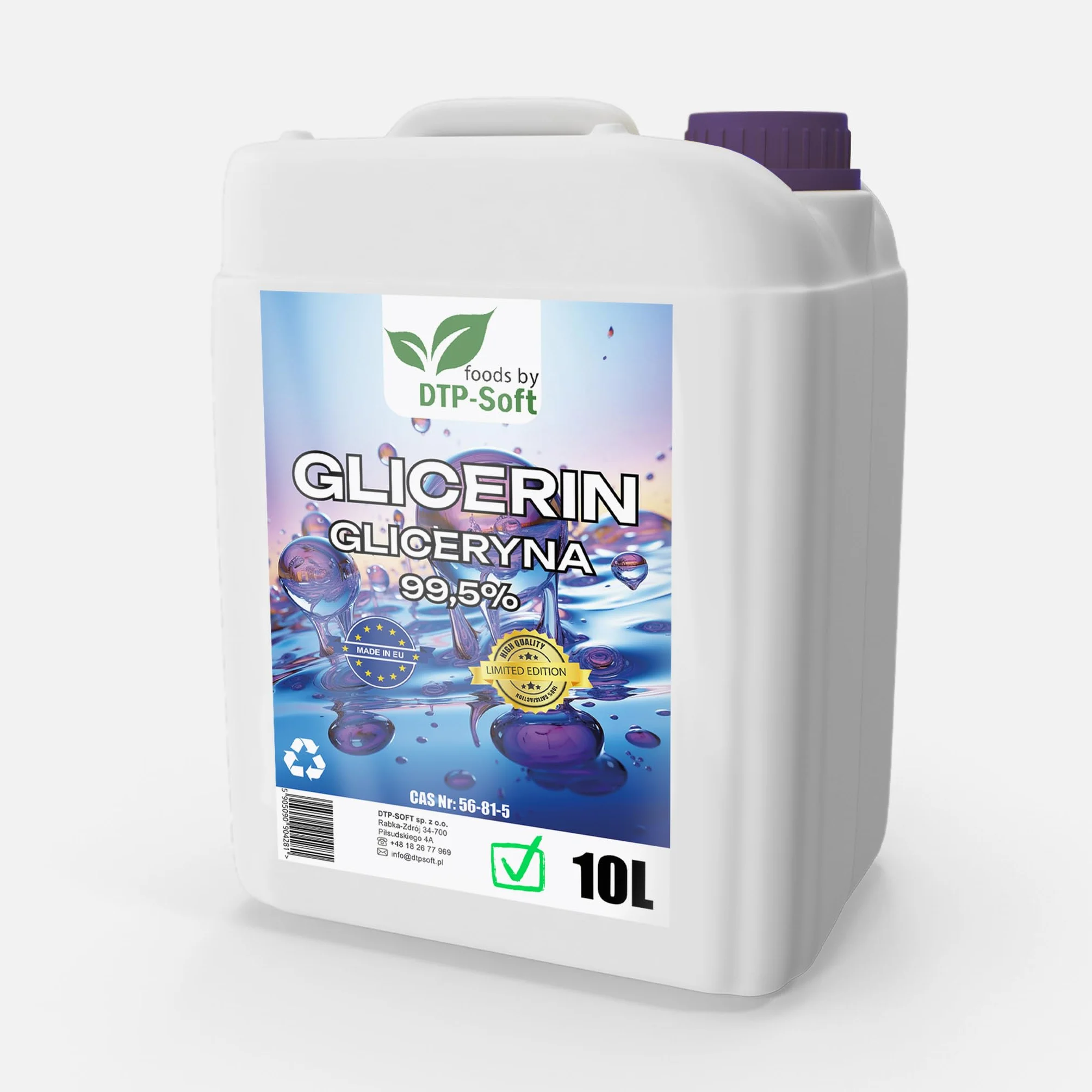 Gliceryna 99,5% 10L klasy farmaceutycznej czysta roślinna kanister