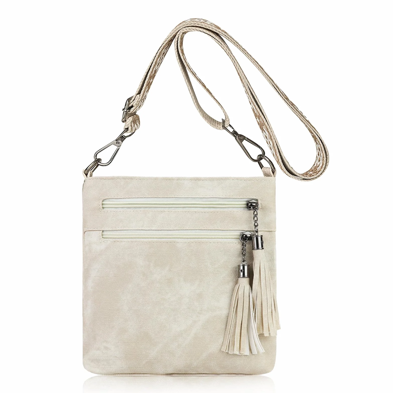 AfitLulu damska torba crossbody na ramię ze sztucznej skóry z frędzlami 4 kieszenie