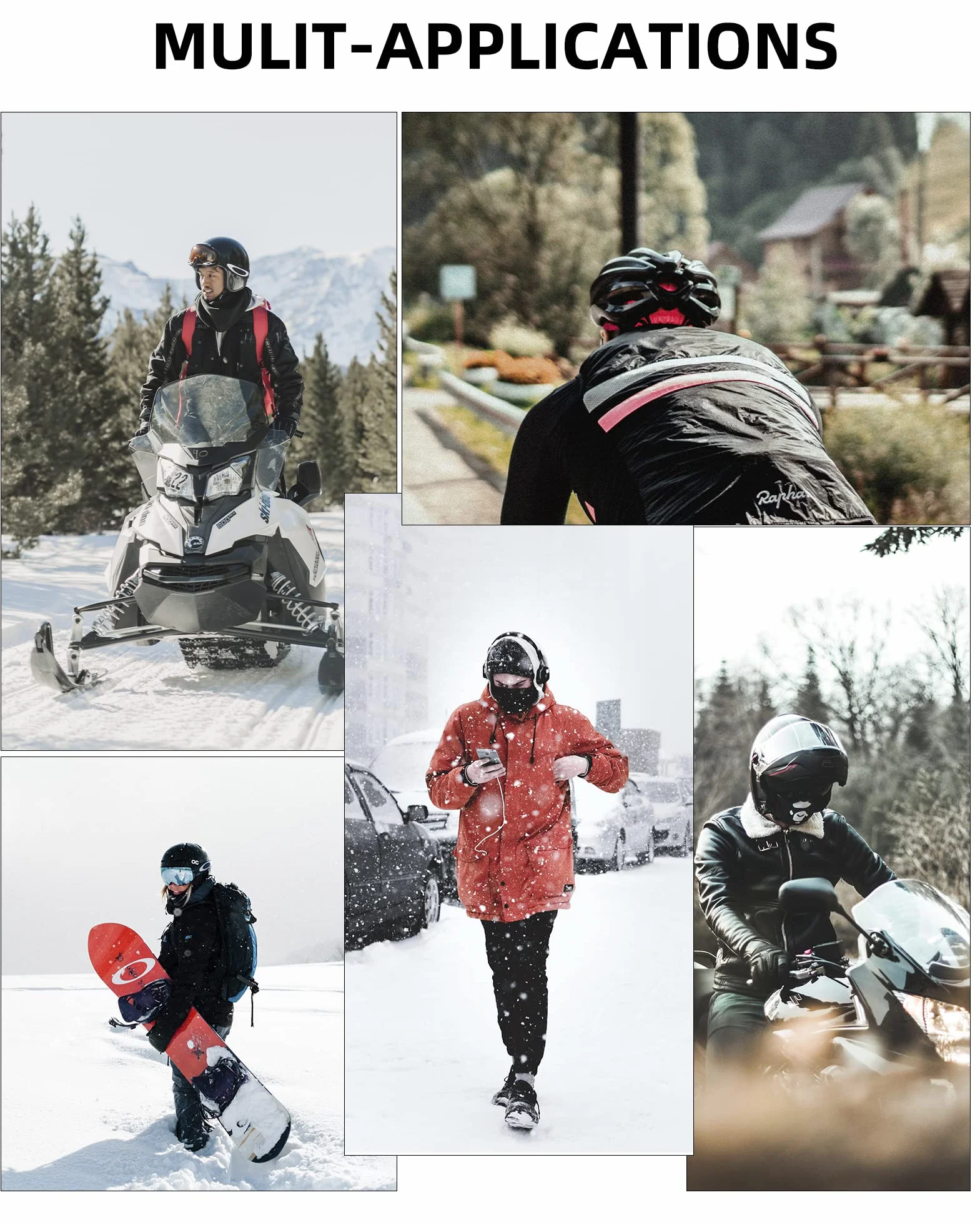ROCKBROS Kominiarka na twarz, balaclava zimowa maska narciarska dla kobiet/mężczyzn, ciepła maska snowboardowa, do sportów outdoorowych, rowerów, motocykli, uniseks