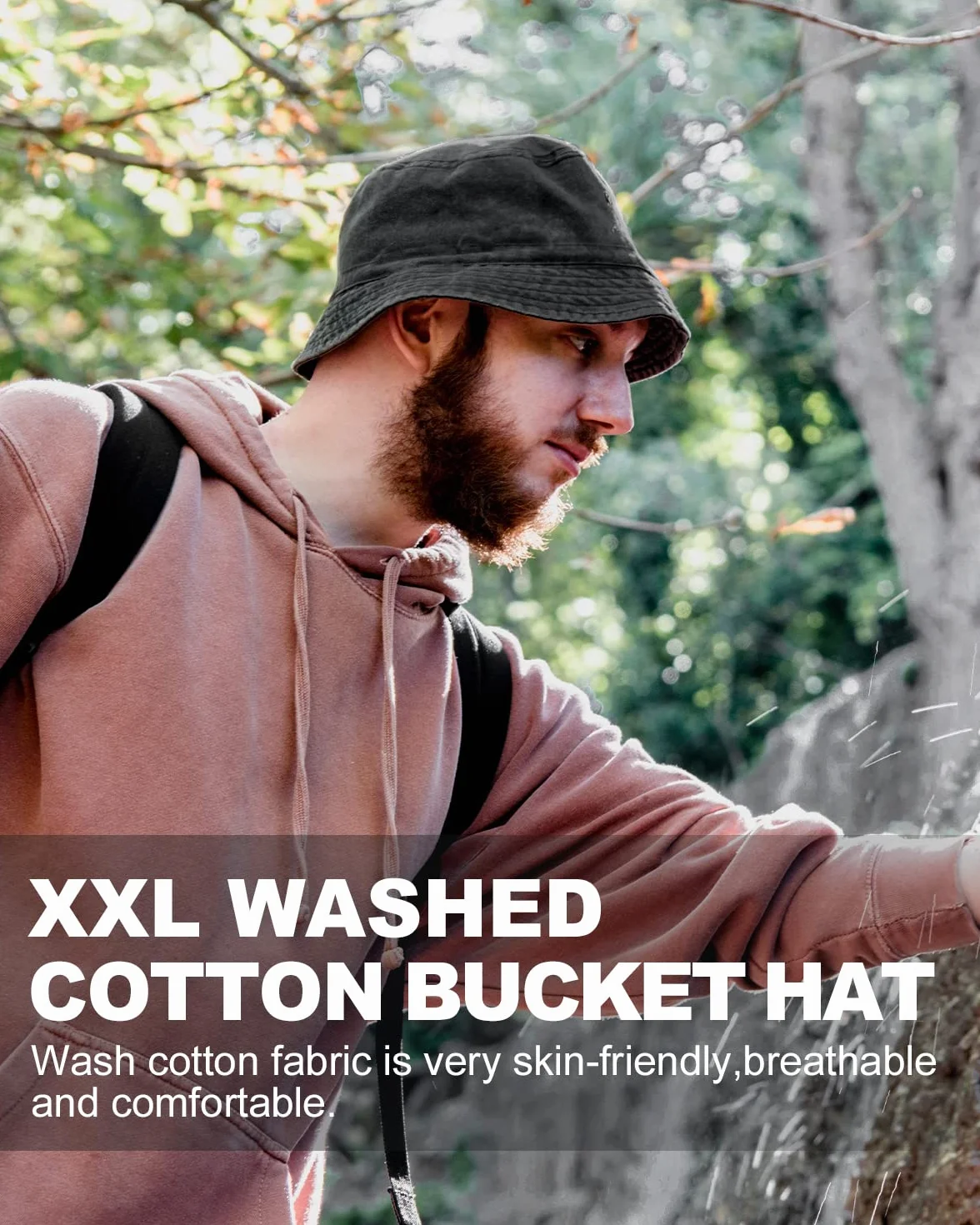 Zylioo Oversize XXL sprany kapelusz typu bucket dla mężczyzn i kobiet, duży wyblakły dżinsowy kapelusz przeciwsłoneczny, pakowalne podróżne czapki plażowe dla dużych głów
