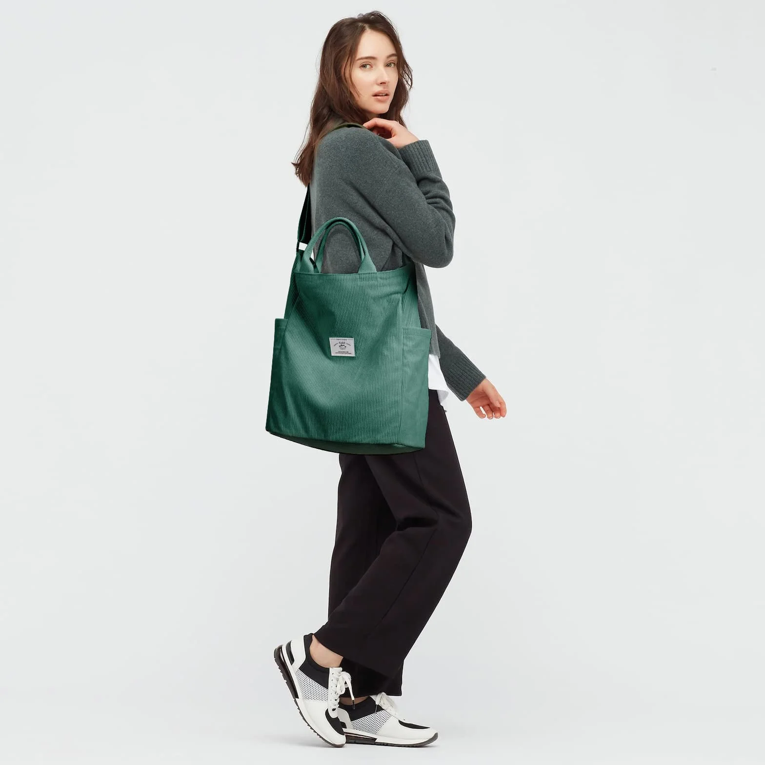 KALIDI Sztruksowa torba hobo, tote, torebka crossbody, duża pojemność, na ramię, z zamkiem błyskawicznym, dla kobiet, dziewcząt, do szkoły, na uczelnię i zakupy, do pracy, Jasnozielony, Large