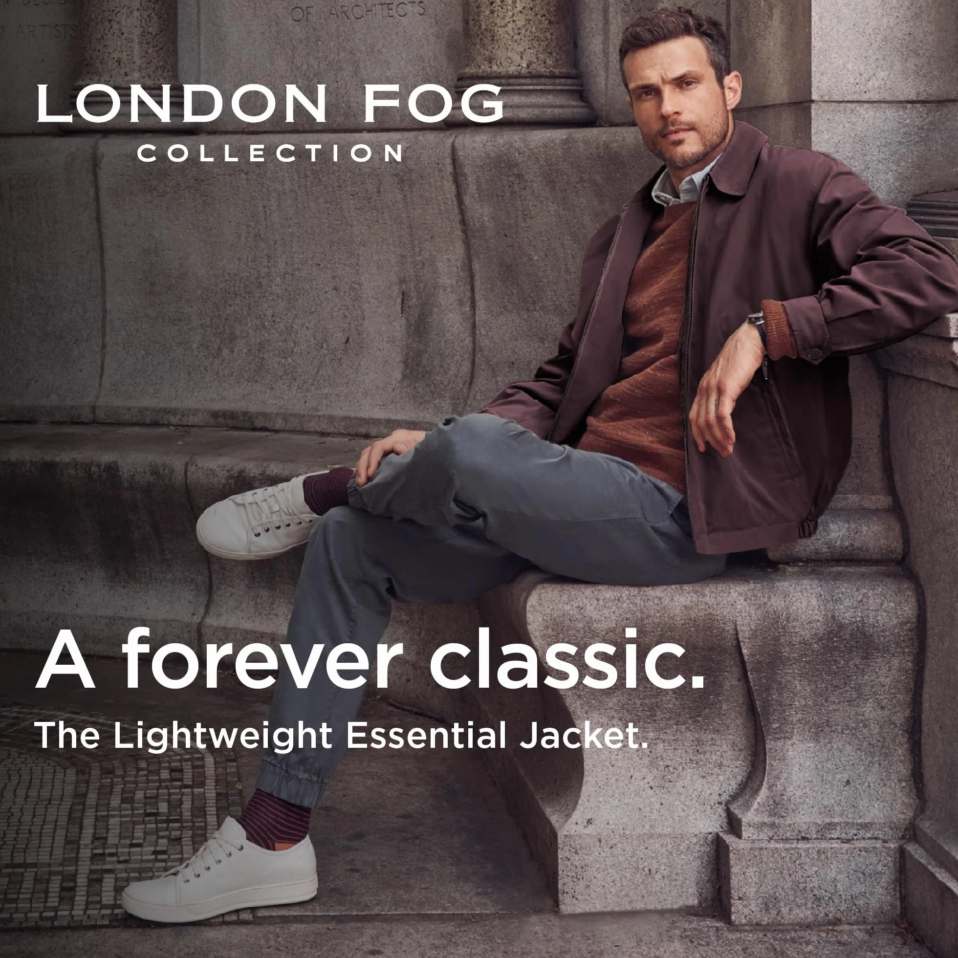 LONDON FOG Męska kasztanowa kurtka golfowa z zamkiem błyskawicznym (regularne i duże rozmiary), bawełna, lekka, Kasztanowy, L