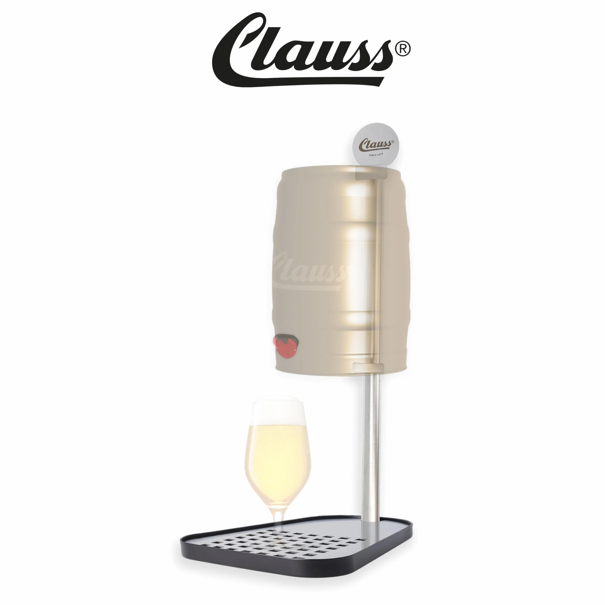 Clauss CL-60000 00 uchwyt na beczki do standardowych beczek 5 l, stal nierdzewna, stopka stal lakierowana na czarno