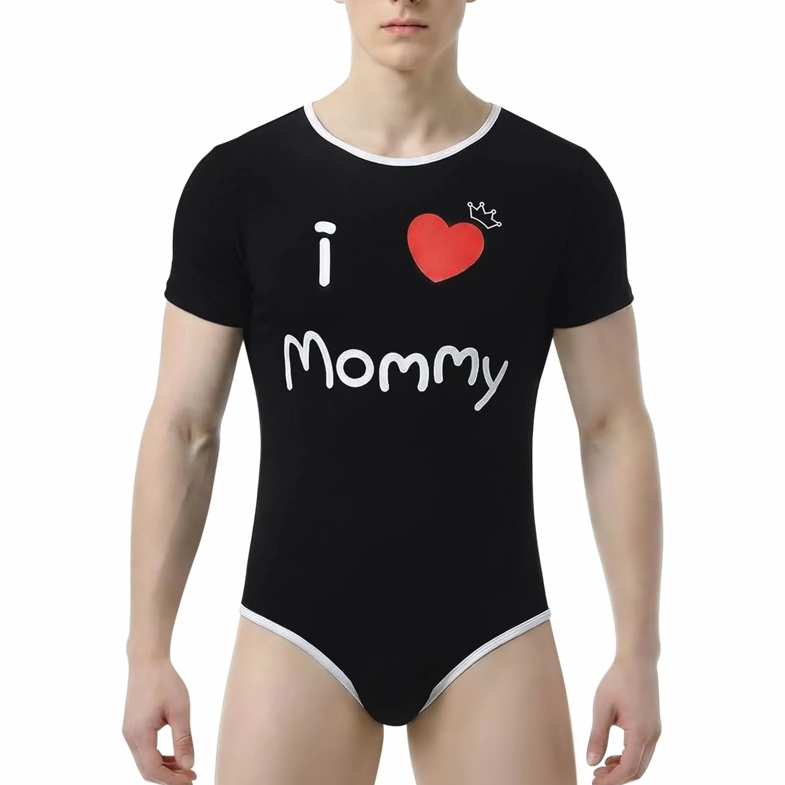 CutiePlusU Męskie bawełniane guziki w kroku, body dla dorosłych, śpioszki, dla mężczyzn z nadrukiem