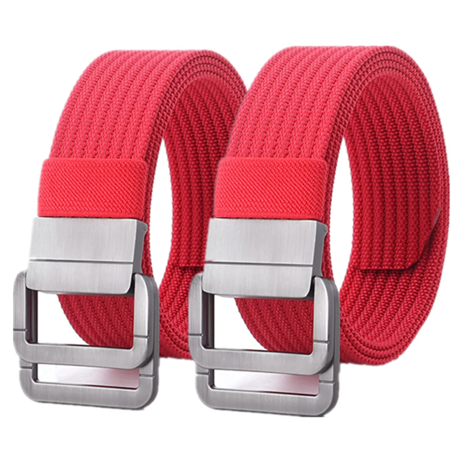 Paski męskie Pleciony pasek, paski męskie, wojskowy pas taktyczny z podwójną klamrą z nylonową klamrą, 2 szt(Red,Length 150CM)
