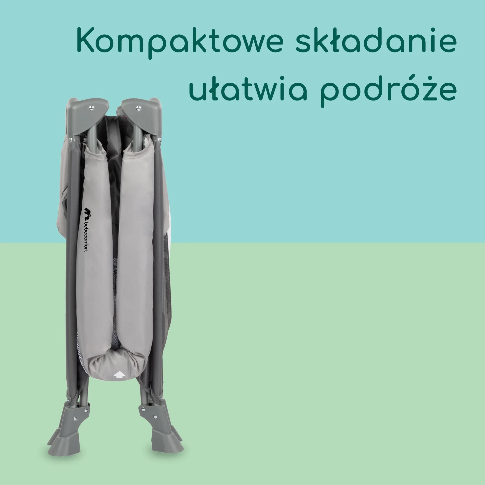 Bebeconfort Soft Dreams, Łóżeczko kempingowe, 0–3 lata (0–15 kg), Lekkie łóżeczko turystyczne, Materac z włókna drzewnego i pianki (60x120cm), Torba do przenoszenia, Kompaktowe składanie, Grey Mist