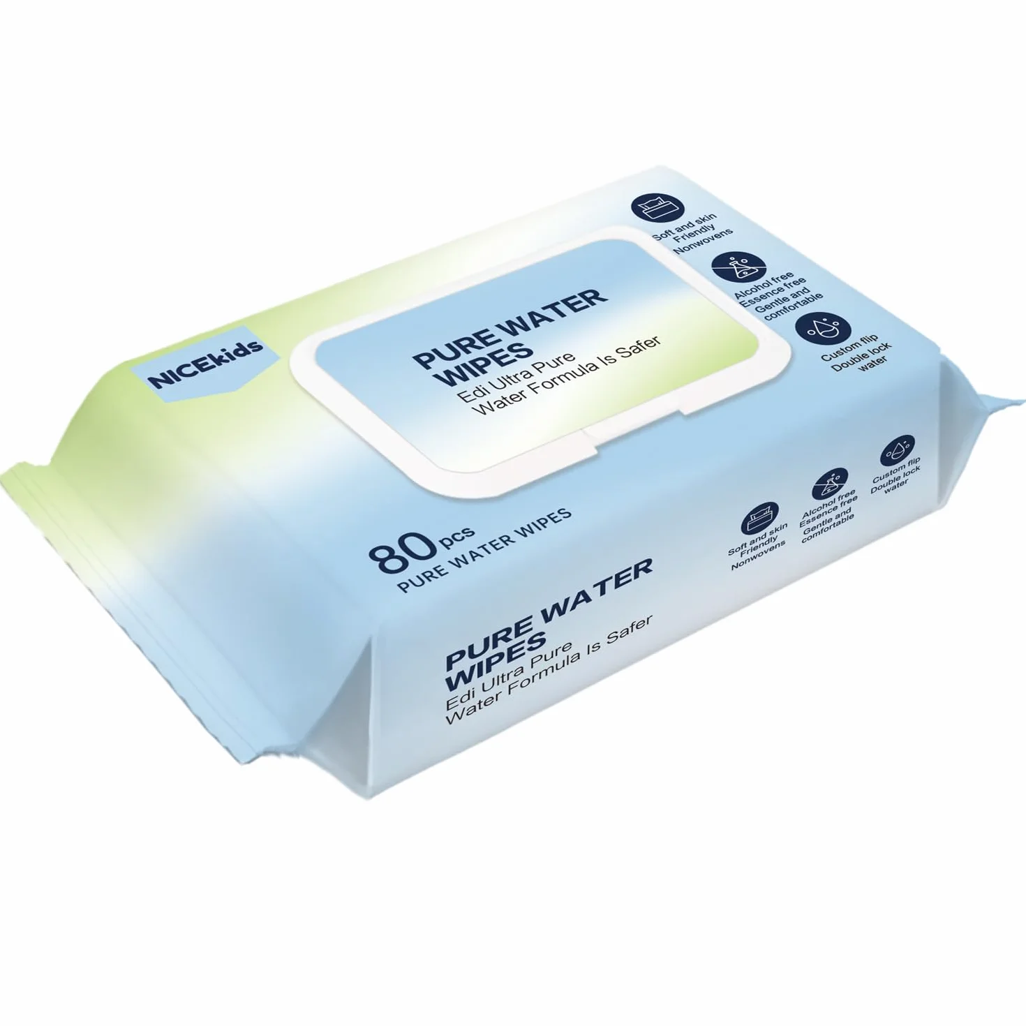 NICEkids Chusteczki Nawilżane Pure Water Wipes | Chusteczki Nawilżane dla Niemowląt, Delikatne Oczyszczanie dla Wrażliwej Skóry, Wielofunkcyjne Chusteczki do Czyszczenia 99,9% Woda (12x80 szt)
