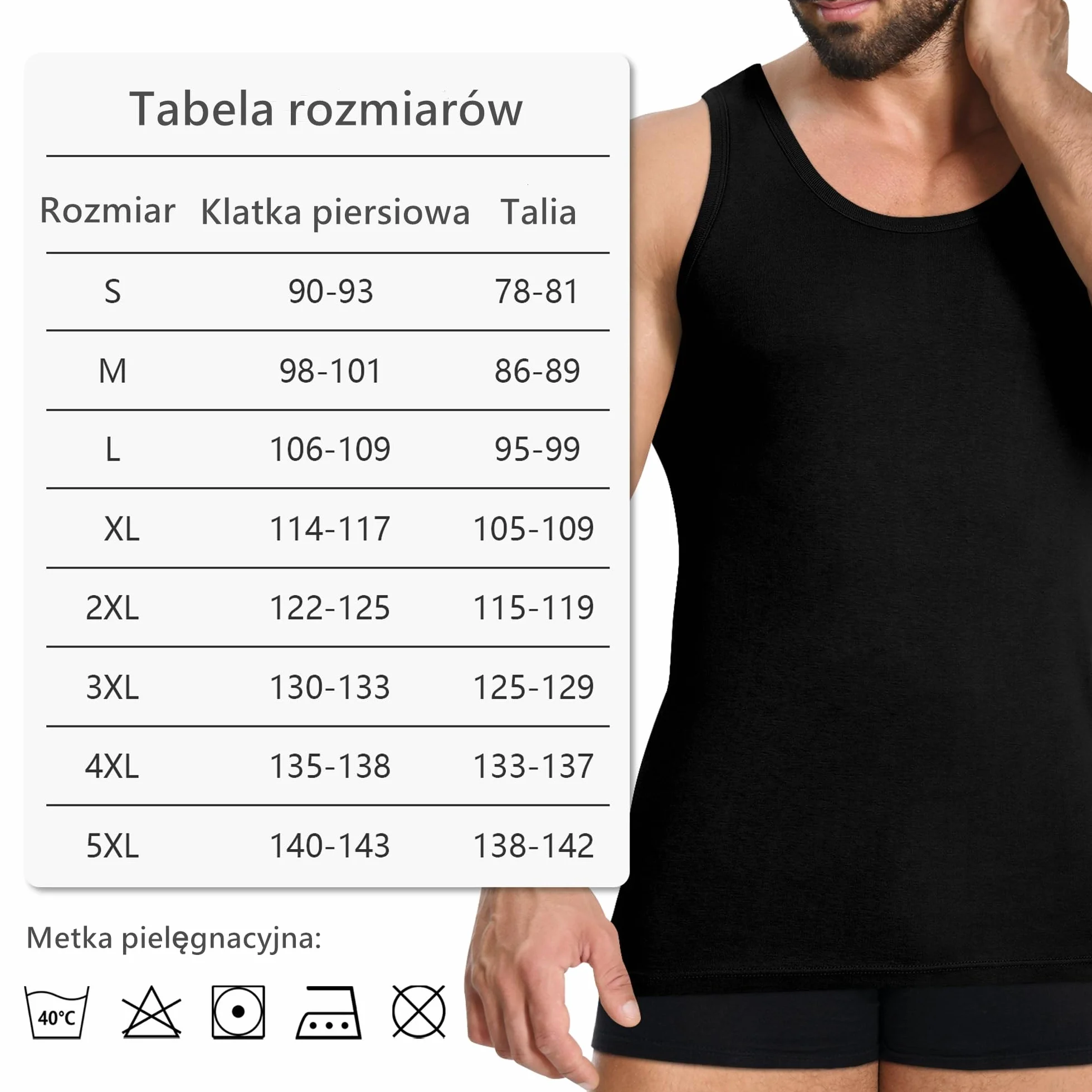 YOUCHAN Podkoszulek męski 100% bawełna czarny biały 3 sztuk