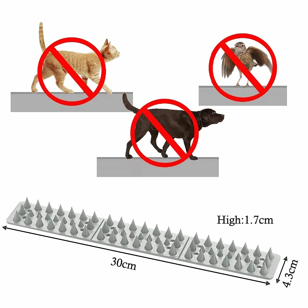 EXLECO 20 sztuk odstraszacz ptaków 6 metrów plastik szary odstraszacz wróbli kolce ptasie odstraszacz gołębi Birds Spikes odstraszacz dzikich zwierząt domowych 3-rzędowy plastik kolce odstraszające
