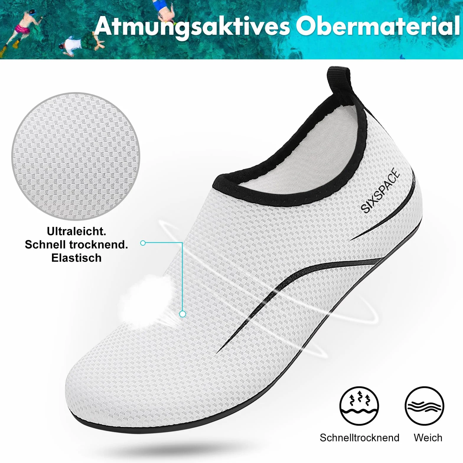 Sixspace Buty kąpielowe, buty do wody, buty plażowe, szybkoschnące, oddychające, do surfowania, dla mężczyzn i kobiet, rozm. 34-47
