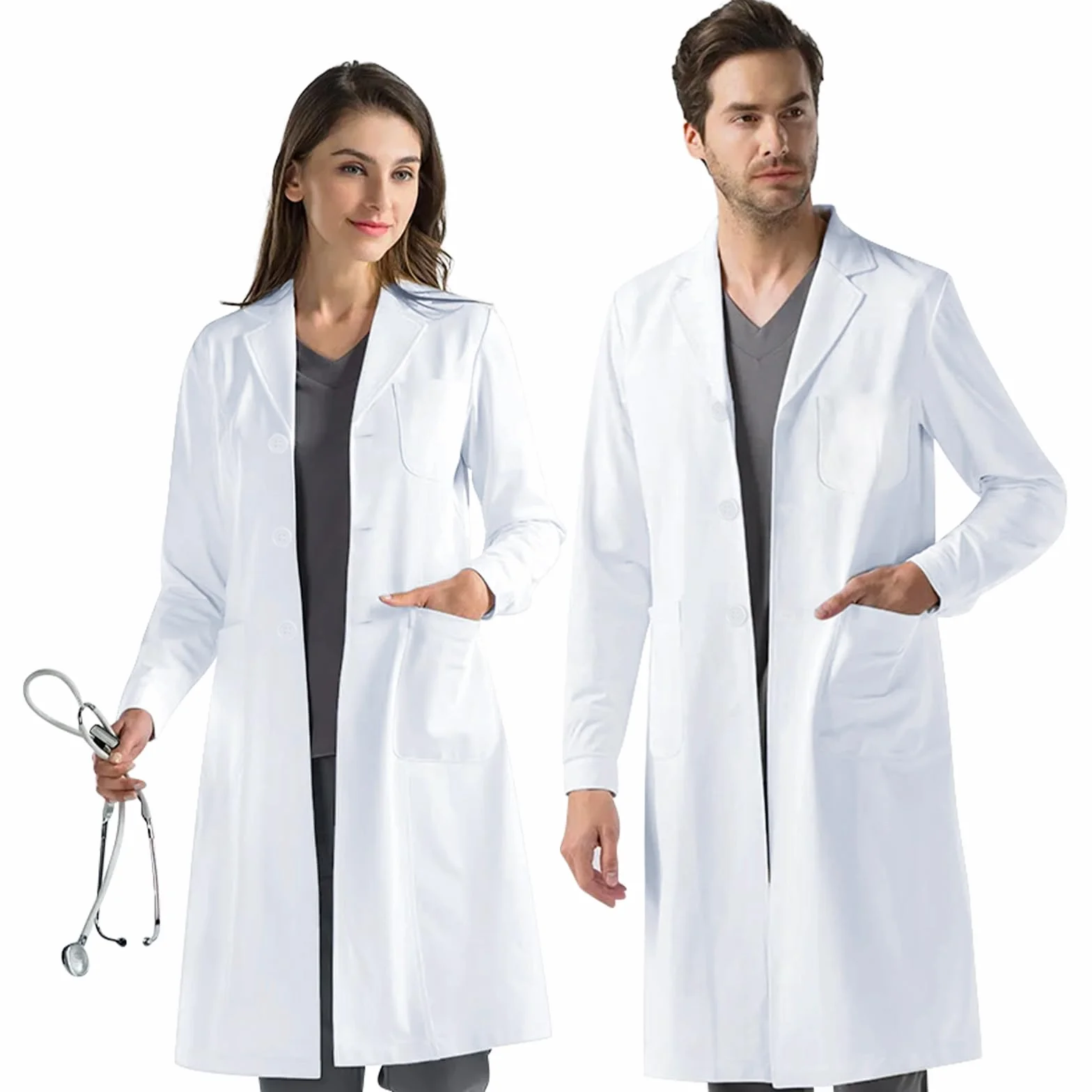 AUYAO Biała bluzka laboratoryjna dla kobiet i mężczyzn, bluzka laboratoryjna chemia, bluzka lekarska unisex