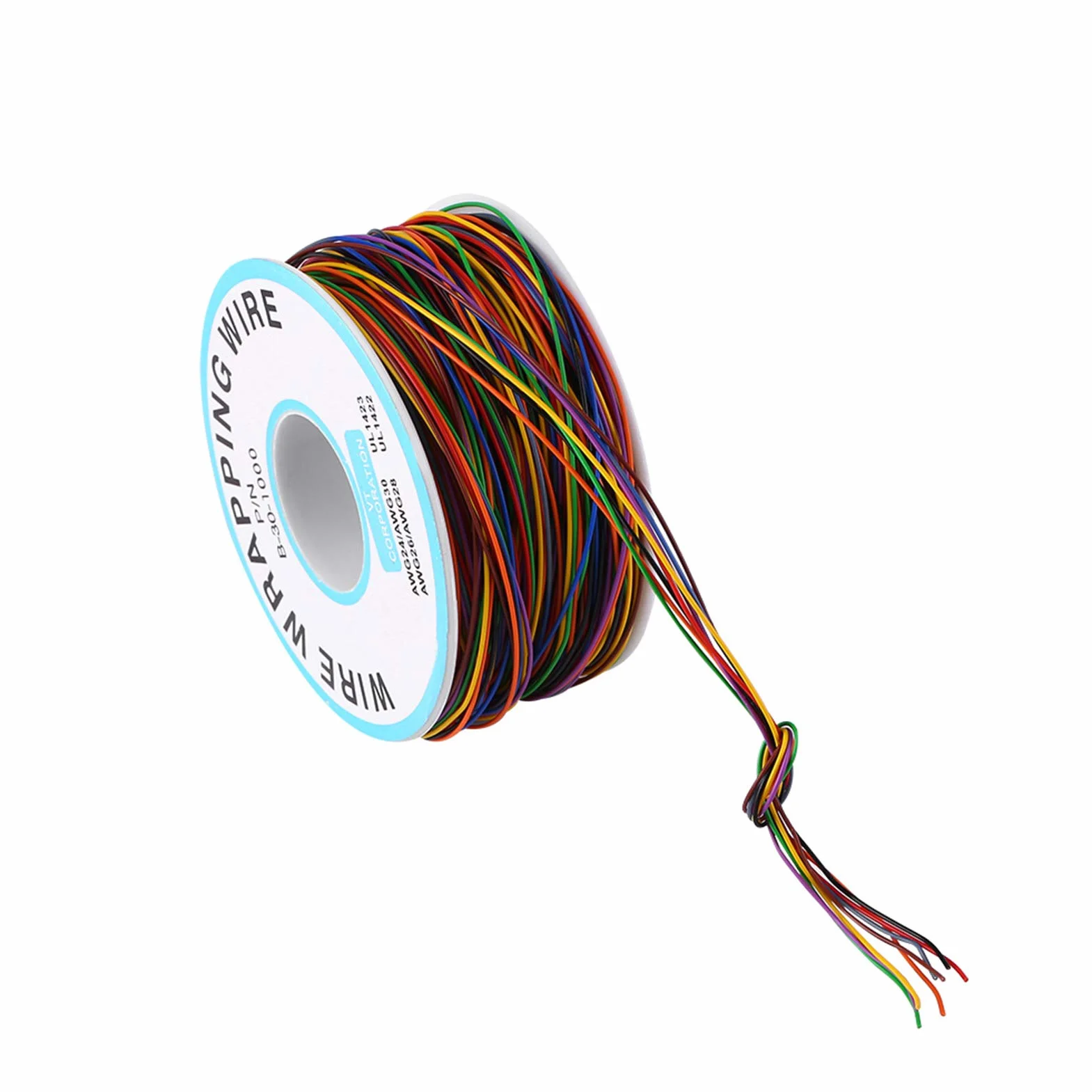 Przewody Pcb Drut Przyłączeniowy 30Awg Cynowana miedź Kolorowy P N B 30 1000 280M 8 Drut Kolorowy Owijanie Izolacji Miedziany Kabel Testowy