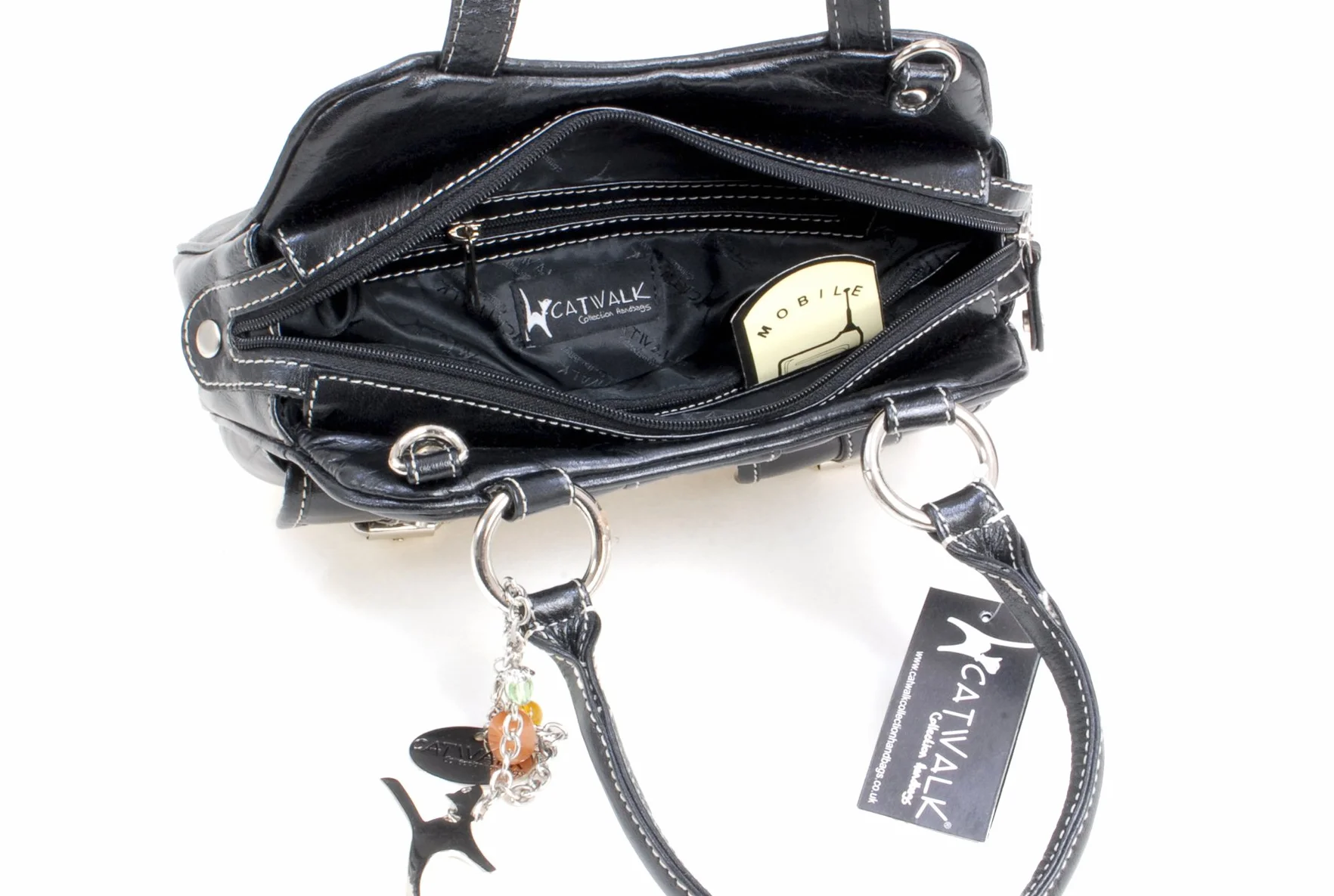 Catwalk Collection Handbags - Skórzana Torebka Crossbody z Rączką dla Kobiet - Średnia Torba na Ramię - Odpinany Regulowany Pasek - Faith