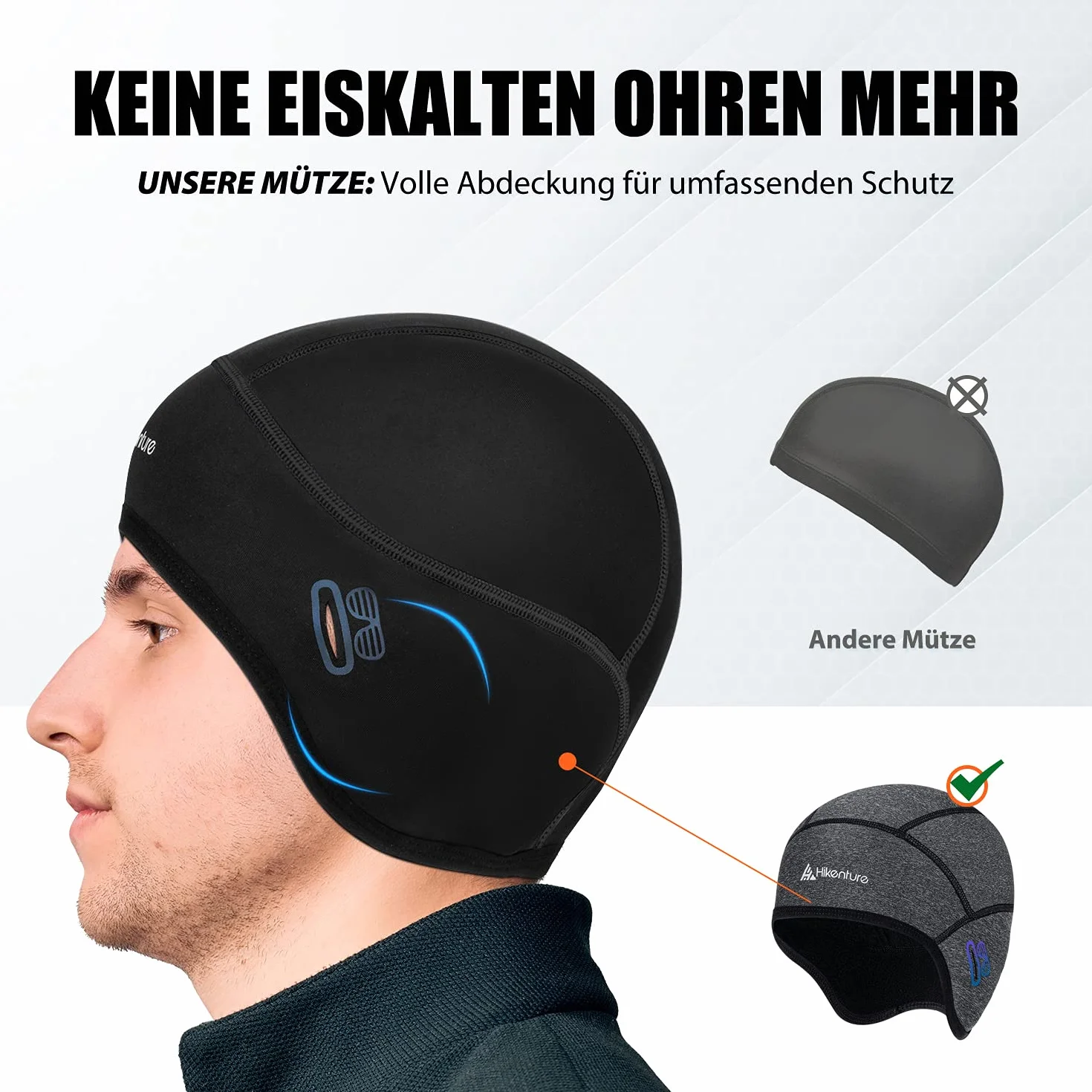 HIKENTURE Czapka rowerowa zimowa wiatroszczelna pod kask z otworem na okulary