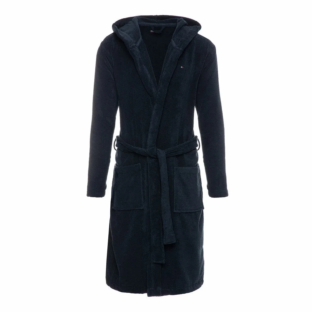 Tommy Hilfiger Mężczyźni Icon Hooded Szlafrok Kąpielowy, Granatowy, M