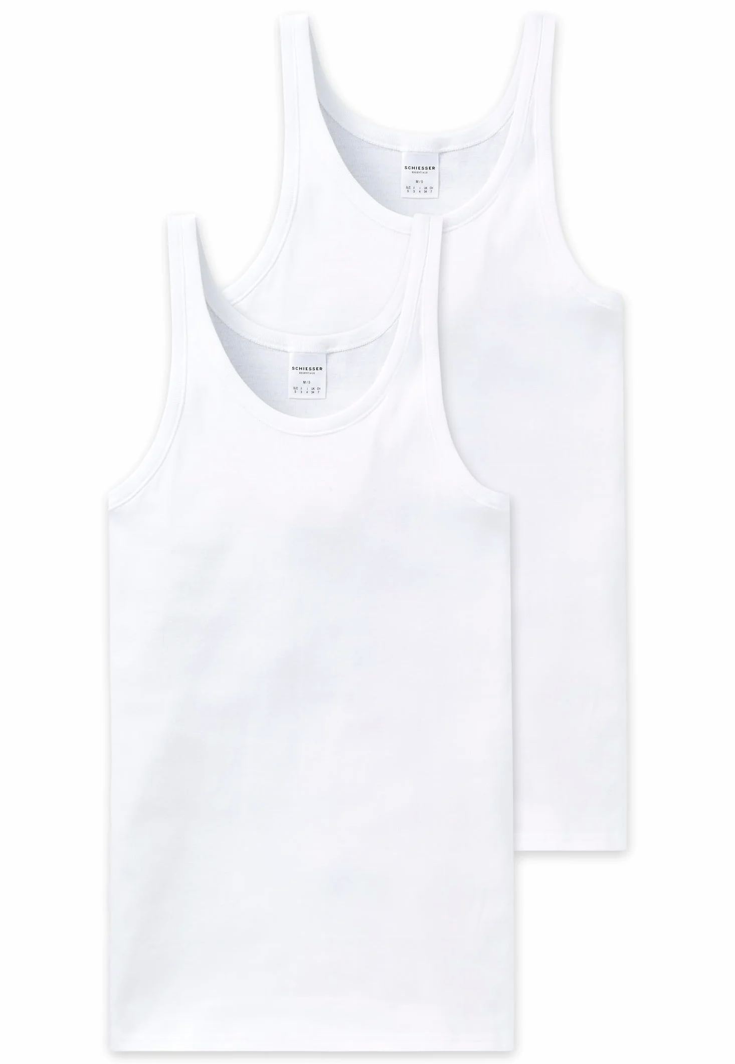 Schiesser Męski podkoszulek 10 sztuk - Cotton Basic, drobno prążkowany, podwójne prążkowanie, biały, biały, XL