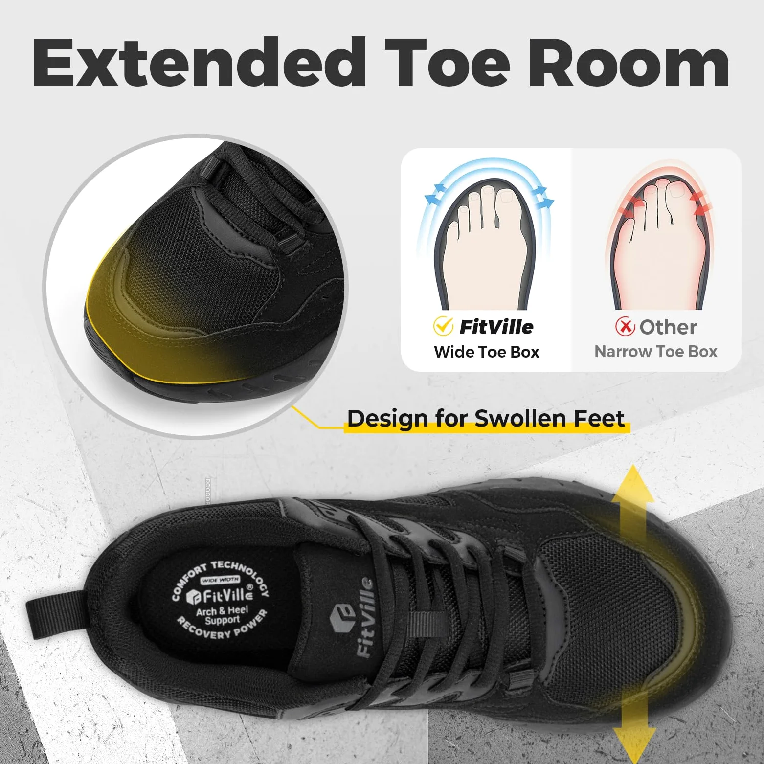 Fitville Extra Wide Buty Do Biegania Damskie Sportowe Buty Do Chodzenia Lekkie Fitness Wygodne Trampki Dla Szerokie Stóp