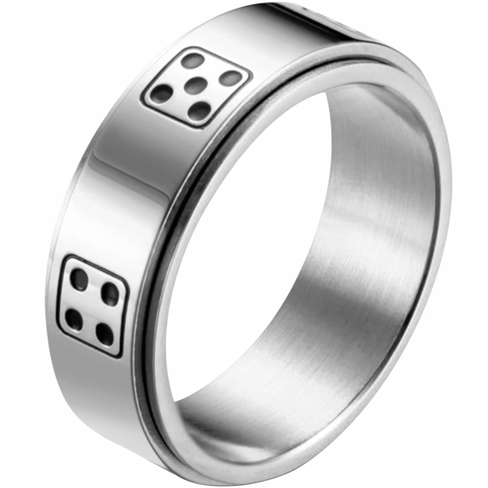 JewelryWe Pierścionek spinningowy ze stali nierdzewnej, pierścionek z kartą do gry, Pik Ass Poker, pierścionek antystresowy dla kobiet i mężczyzn, pierścionek zaręczynowy