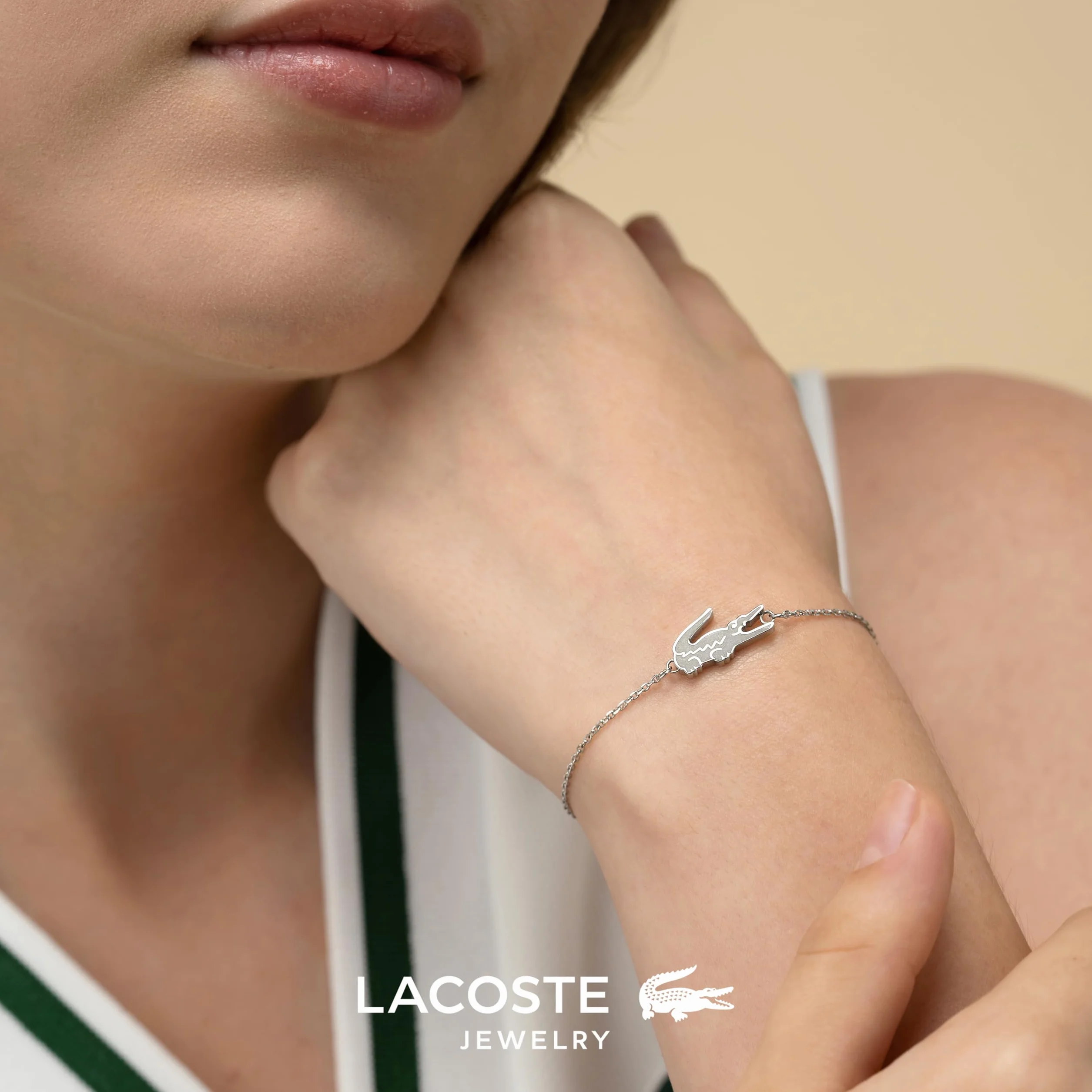 Lacoste Damska bransoletka z kolekcji CROCODILE w kolorze goździkowego