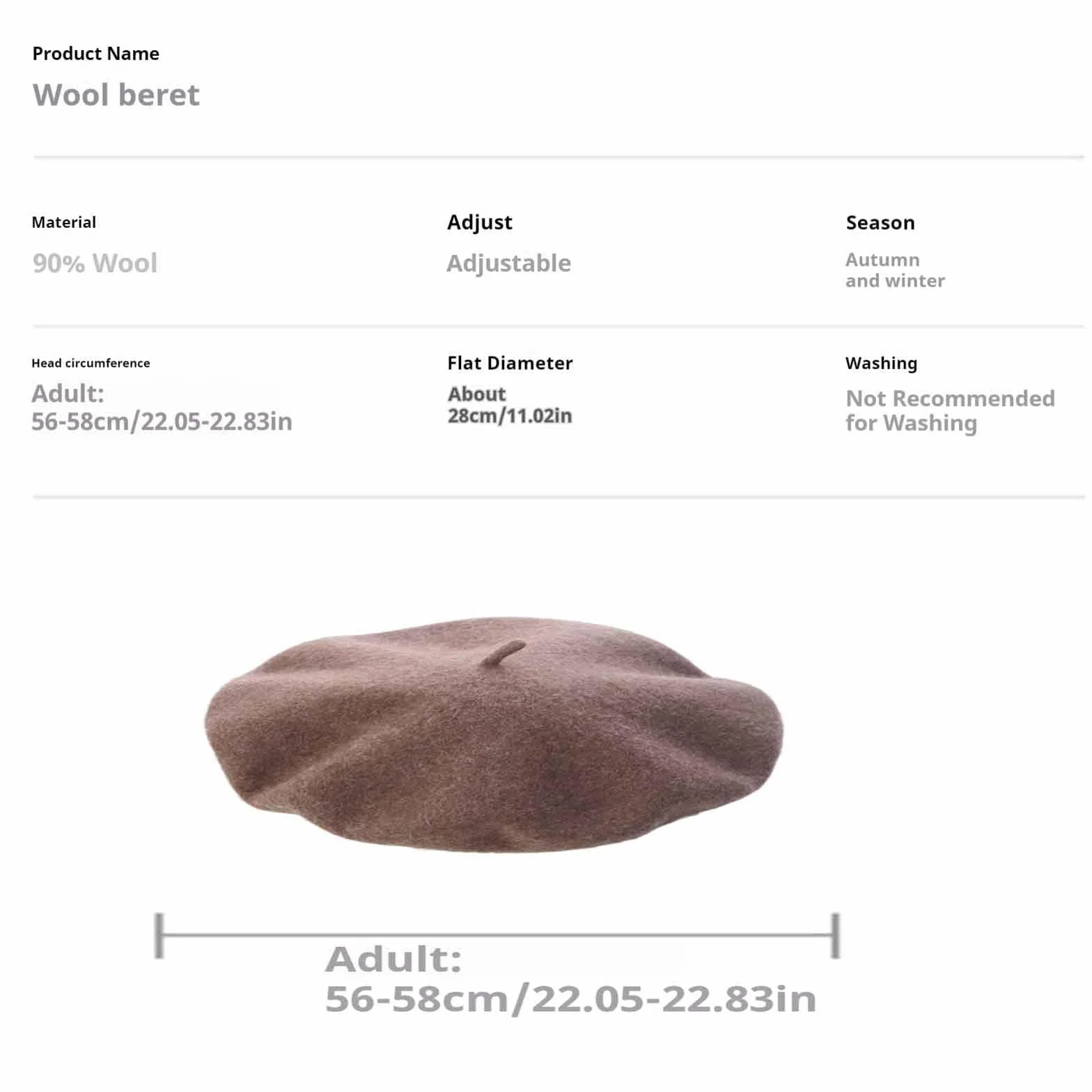 Wełniany beret damski czapka beanie francuski
