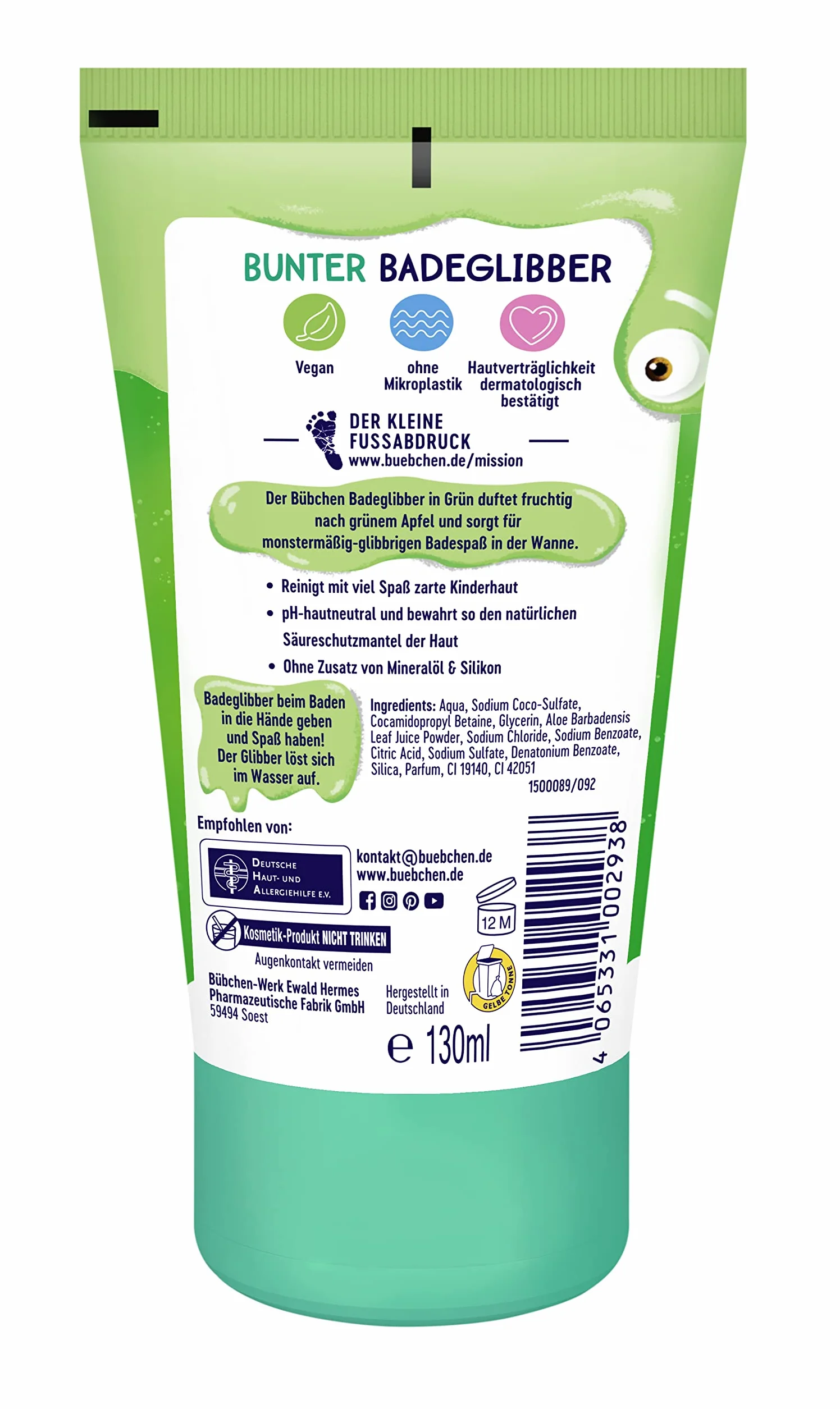 Bübchen Glibber do kąpieli, zielony, 130 ml