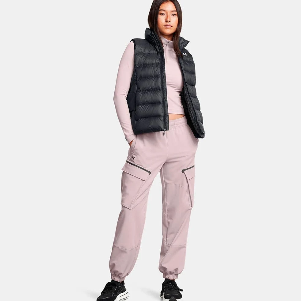 Spodnie Unstoppable damskie Under Armour kolor fioletowy fason cargo high waist