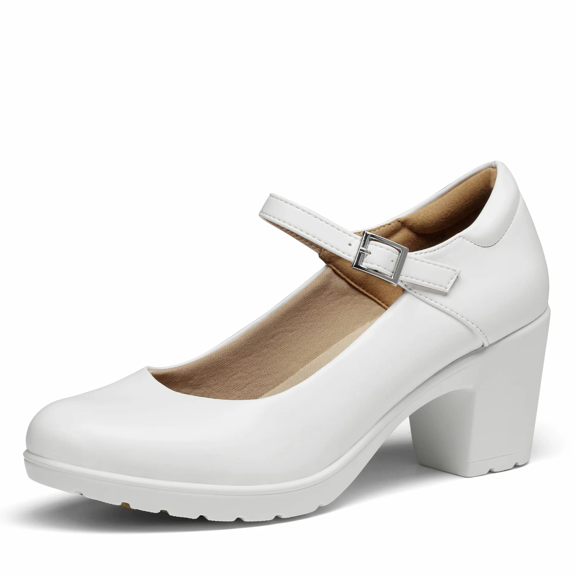 DREAM PAIRS Damskie grube niskie obcasy Mary Janes pasek na kostkę zamknięte palce buty sądowe damskie wygodne czółenka robocze wygodne okrągłe palce sukienka buty ślubne
