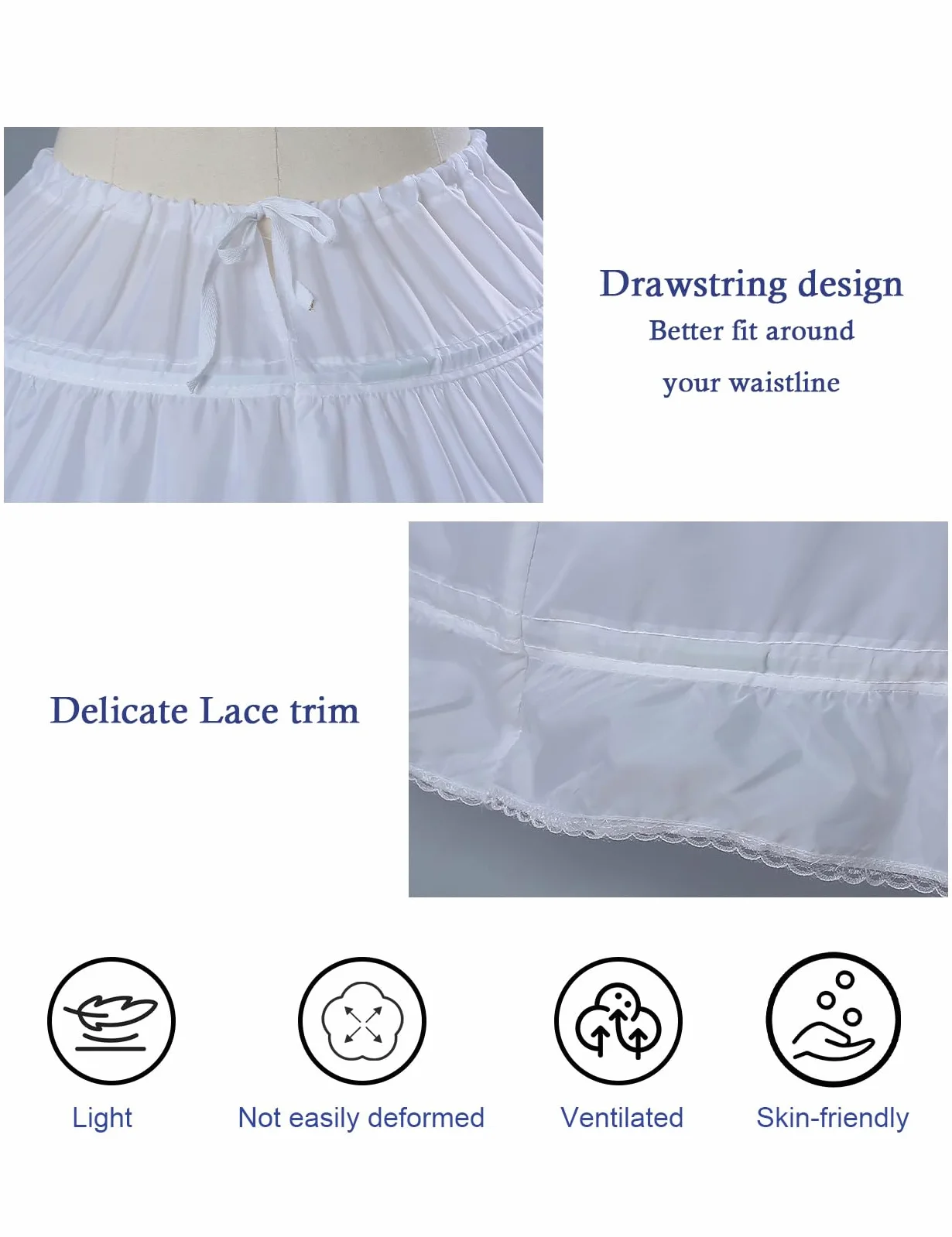BEAUTELICATE Halka Spódnica Crinoline Full A-Line 6 Opon Petticoat Spódnica do Obręczy na Wesele Karnawałowy Kostium Panny Młodej Sukienka Księżniczka Sukienka 9 Kolorów