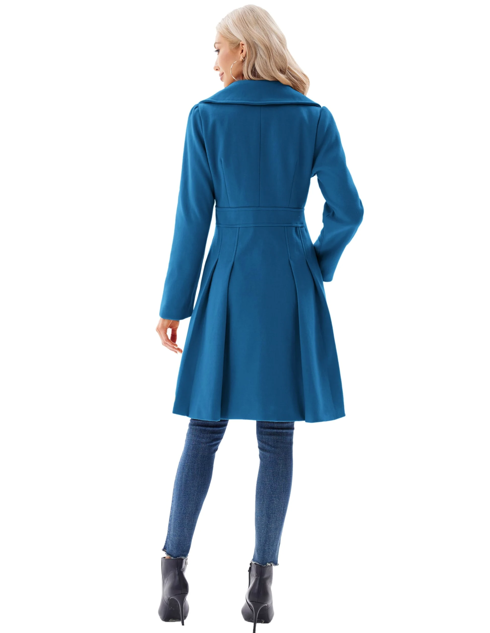 GRACE KARIN Płaszcz damski płaszcz zimowy revers płaszcz trencz zimowy długi płaszcz swing kurtka Outwear z paskiem CLX005A20