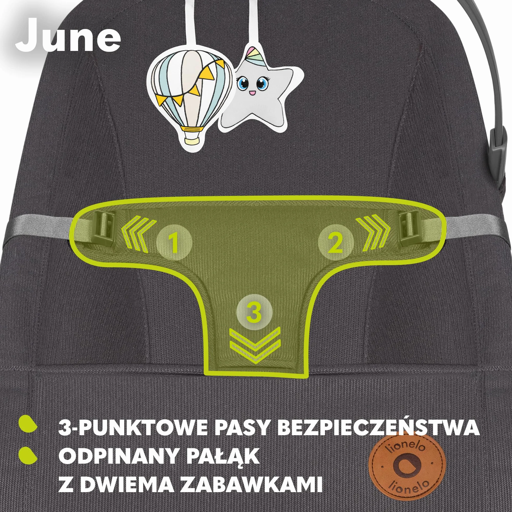 Lionelo LO-JUNE GREY STONE June Air - Bujaczek, Szary, Średni