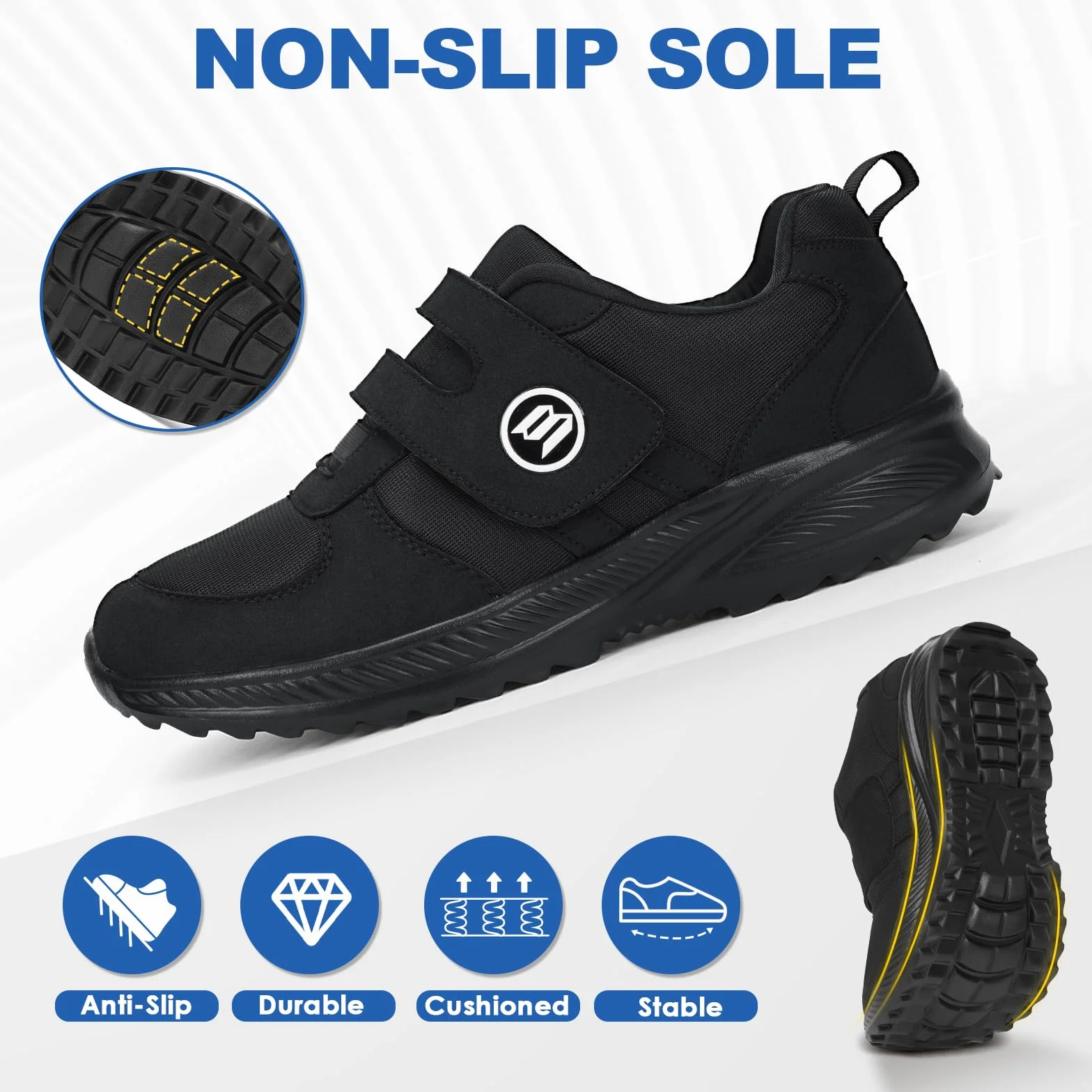 Buty dla diabetyków dla kobiet i mężczyzn, bardzo szerokie buty sportowe, łatwe zamykanie, ortopedyczne buty na opuchnięte stopy, zapalenie powięzi podeszwy, lekkie trampki do chodzenia z