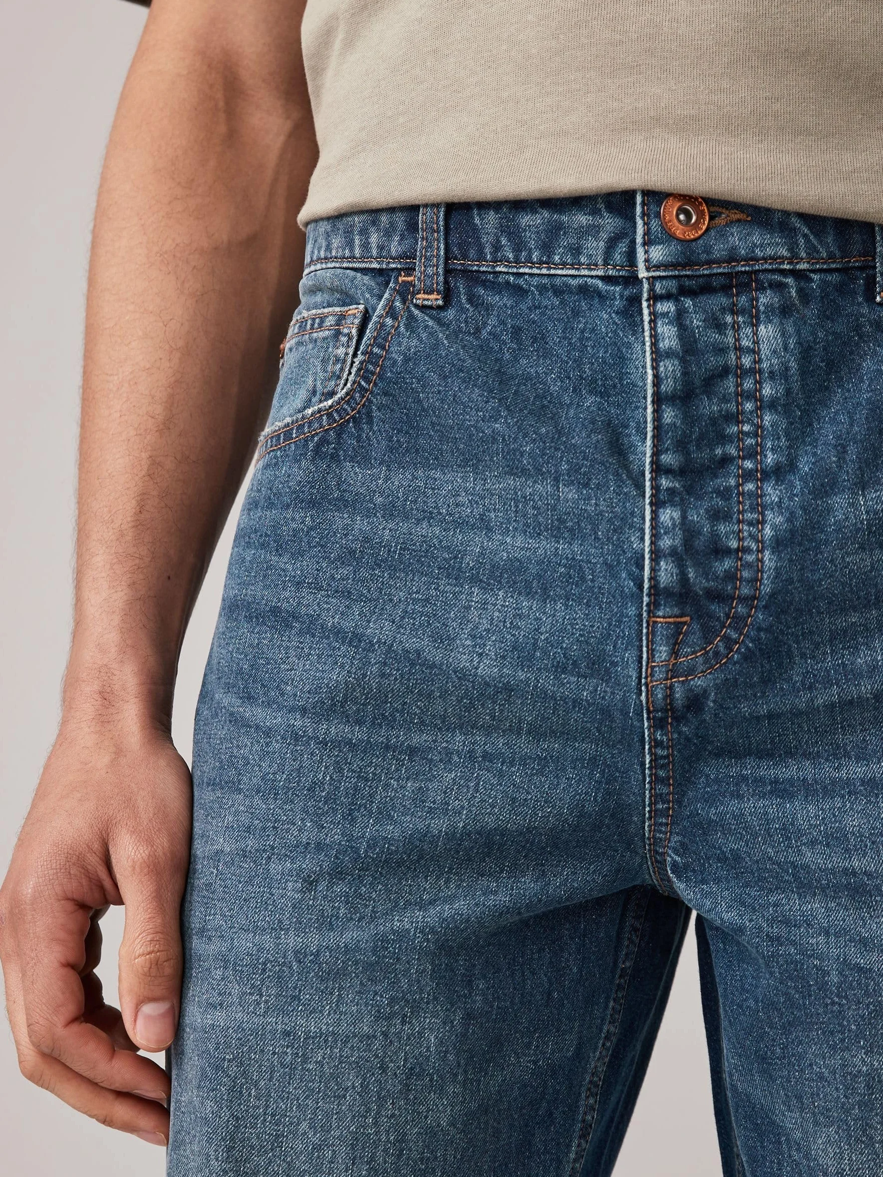 NEXT Mężczyźni Jeansy Authentic o luźnym kroju ze 100% bawełny