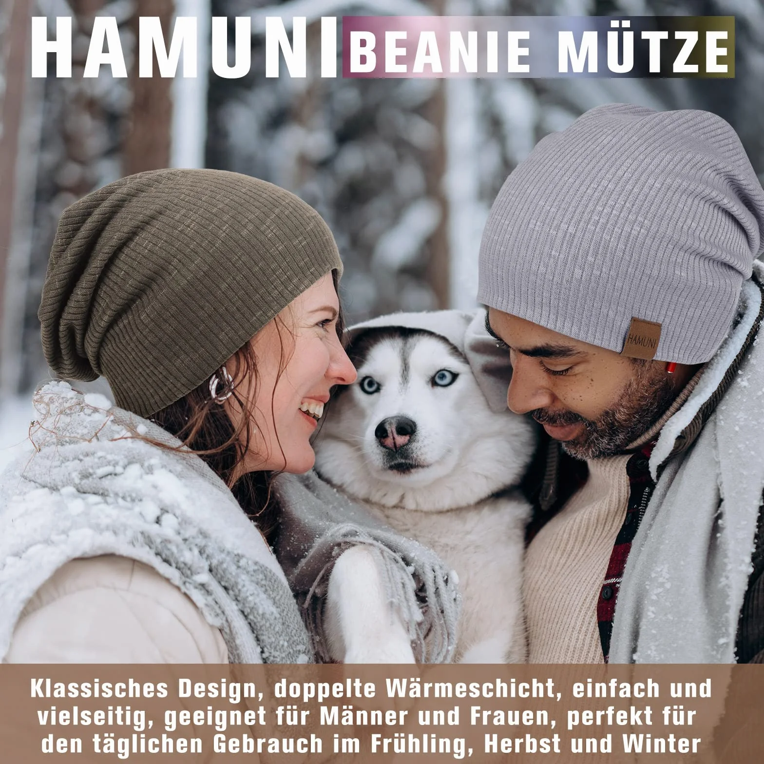 Hamuni Slouch Beanie Czapka damska, męska, elastyczna, miękka, wygodna, z dżerseju, klasyczna, modna, długa czapka typu beanie, idealna na wiosnę, jesień i zimę, zielony, jeden rozmiar