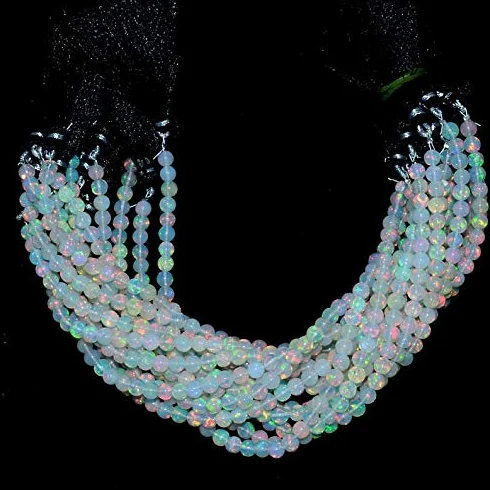 Naturalny AAA etiopski opal welo ogień kamień szlachetny 5 mm okrągłe gładkie koraliki 20 cm sznur