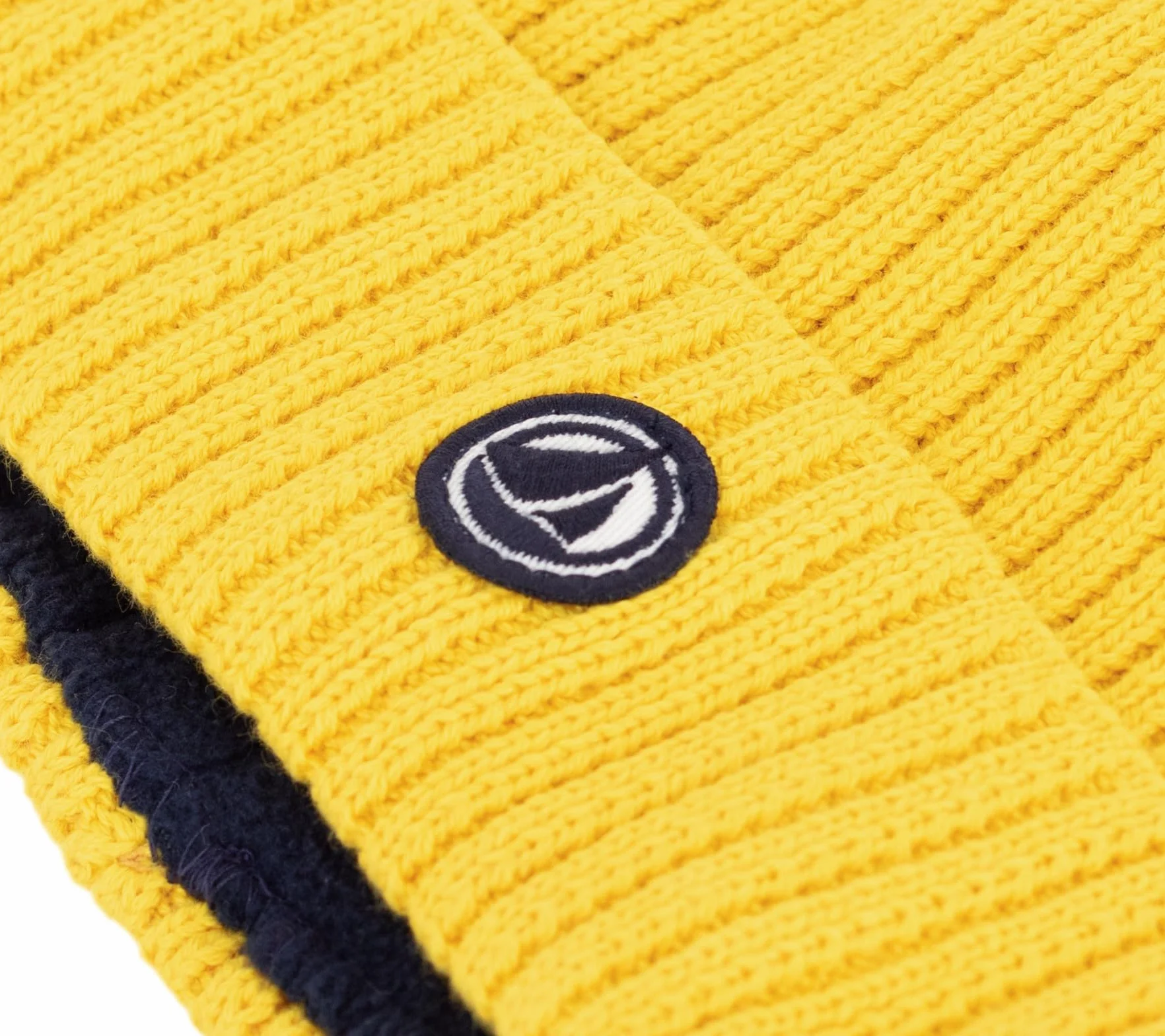Petit Bateau Czapka dziecięca z dzianiny z podszewką polarową, Żółty, 10-12 ans