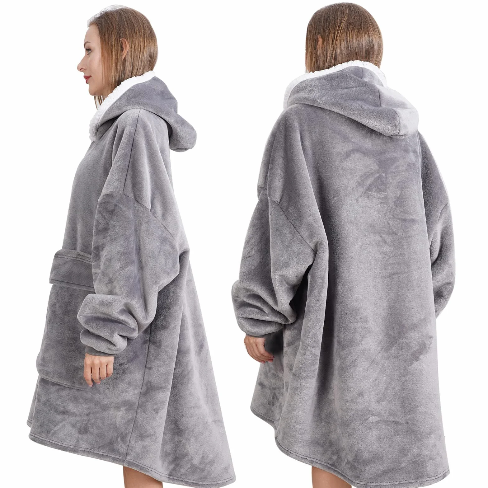 IvyH Ponadwymiarowa Bluza z Kapturem Koc Sherpa - Super Miękka, Ciepła, z Długim Rękawem - Jeden Rozmiar Pasuje do Mężczyzn, Kobiet, Dziewcząt