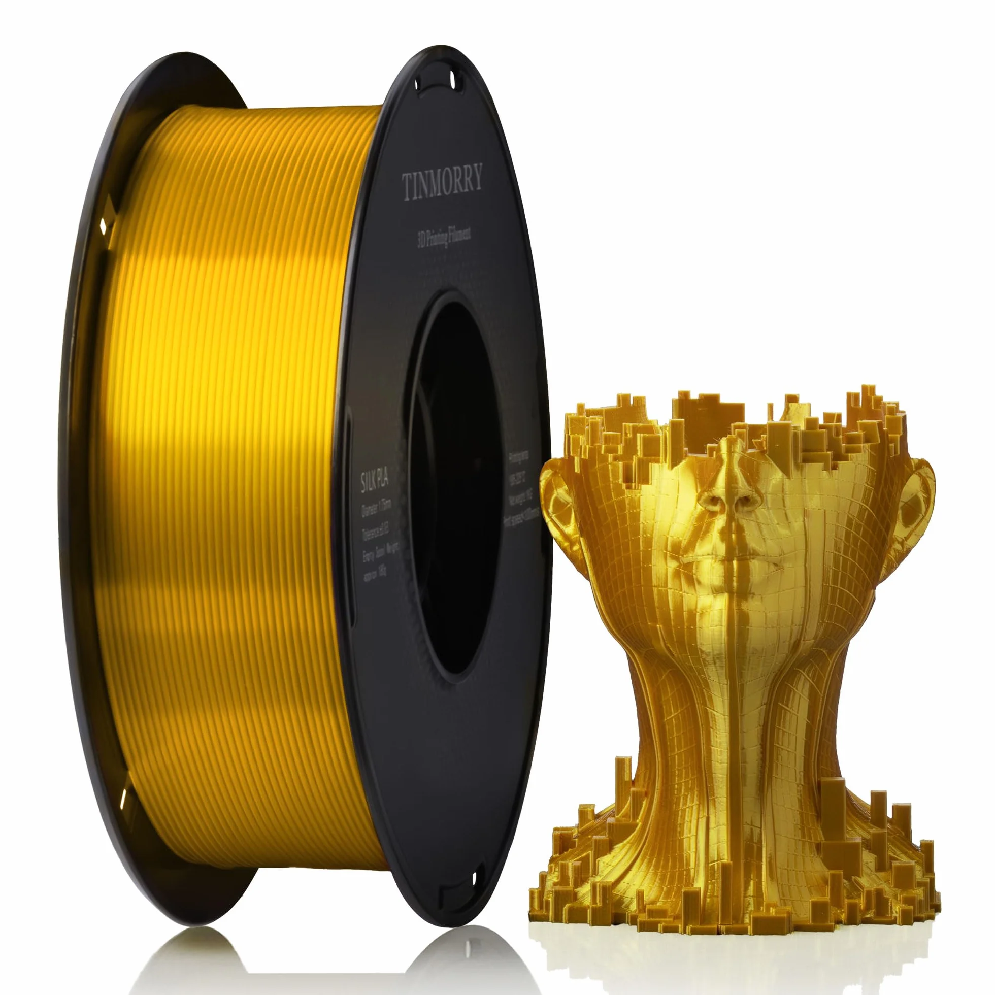 Silk filament PLA, 1,75 mm, Tinmorry, filament do drukarki 3D, 1 kg, 1 szpula, złoty