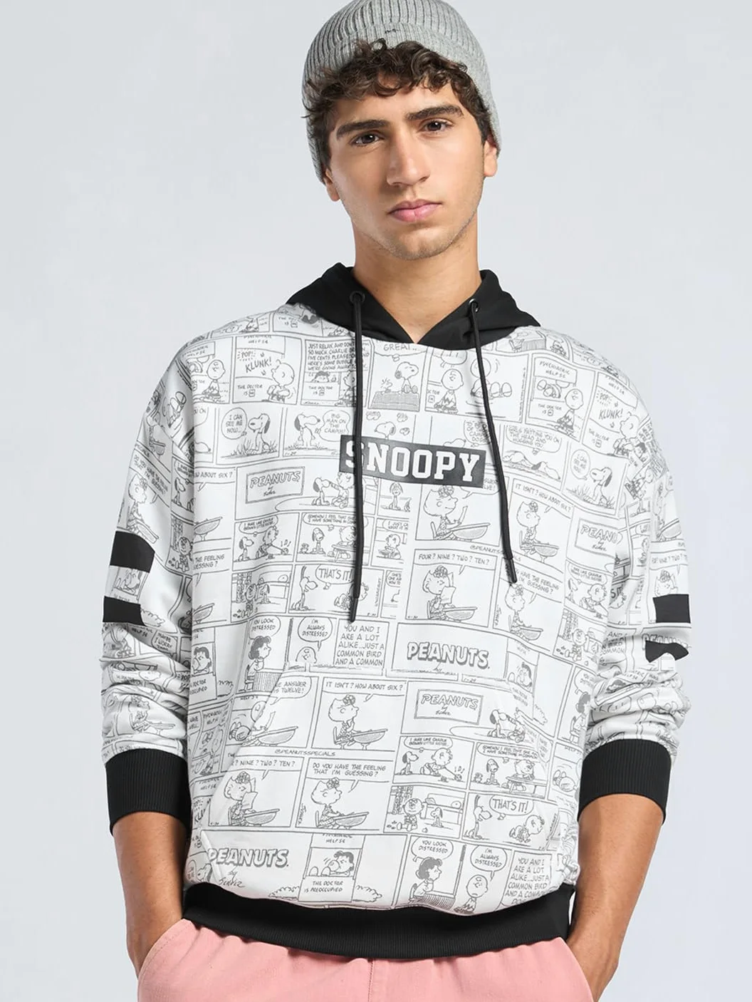 Bewakoof X Peanuts Snoopy męska bluza polarowa z kapturem Bewakoof Heavy Duty 1.0 męska bluza z kapturem odzież zimowa