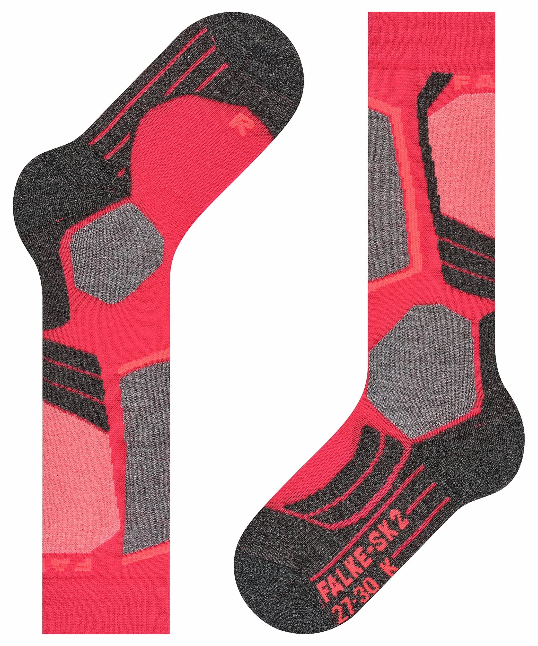 FALKE Uniseks - dzieci Skarpety narciarskie SK2 Intermediate K Kh Wełna ciepłe grube 1 Para, Czerwony Rose 8564, 35-38