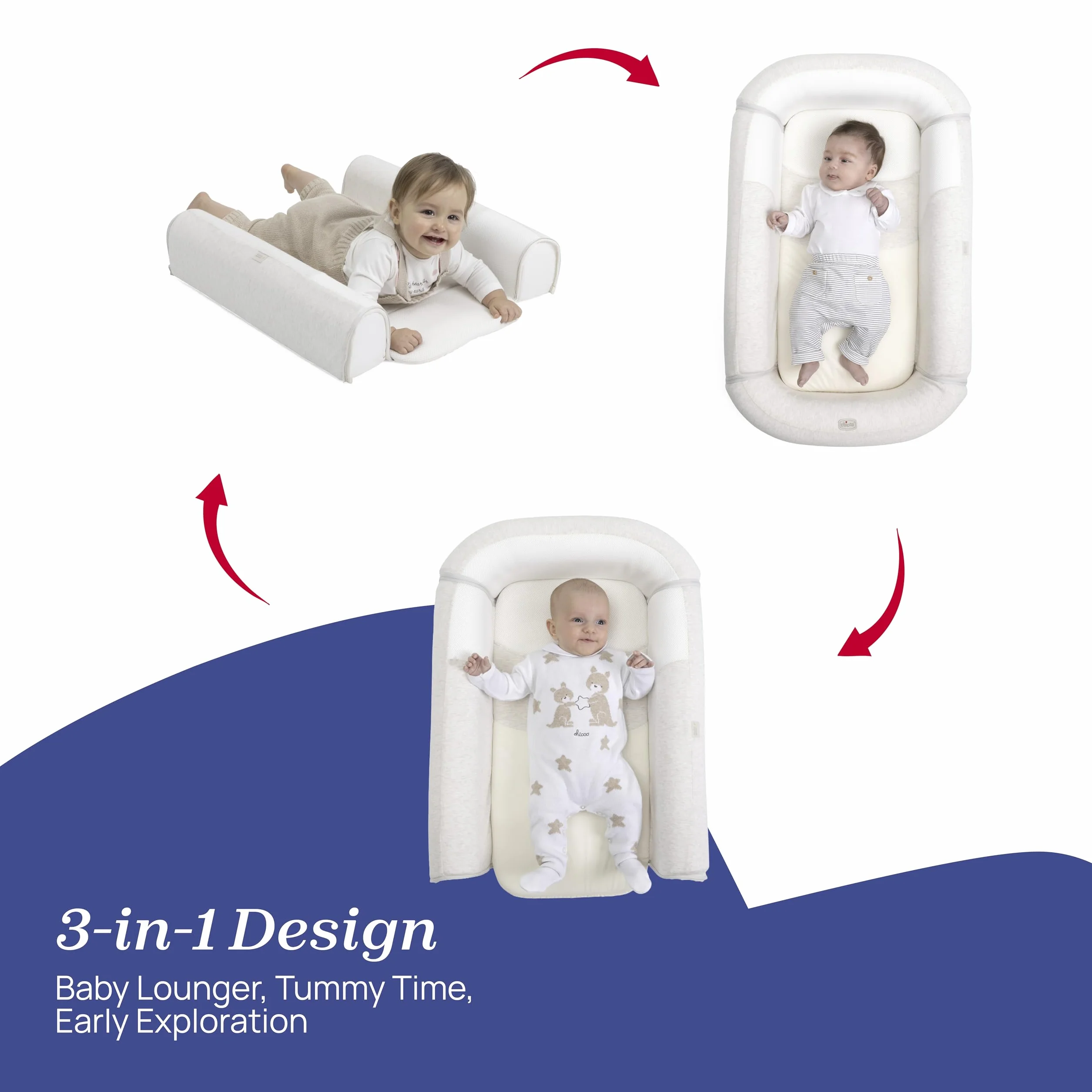 Chicco Mommy Pod 3 w 1, gniazdo niemowlęce, przytulne gniazdo dla noworodka, 81 cm x 49 cm, gniazdo dla niemowląt, 0-3 miesiące do spania, 0-8 miesięcy w pozycji leżącej, poszewka z bawełny